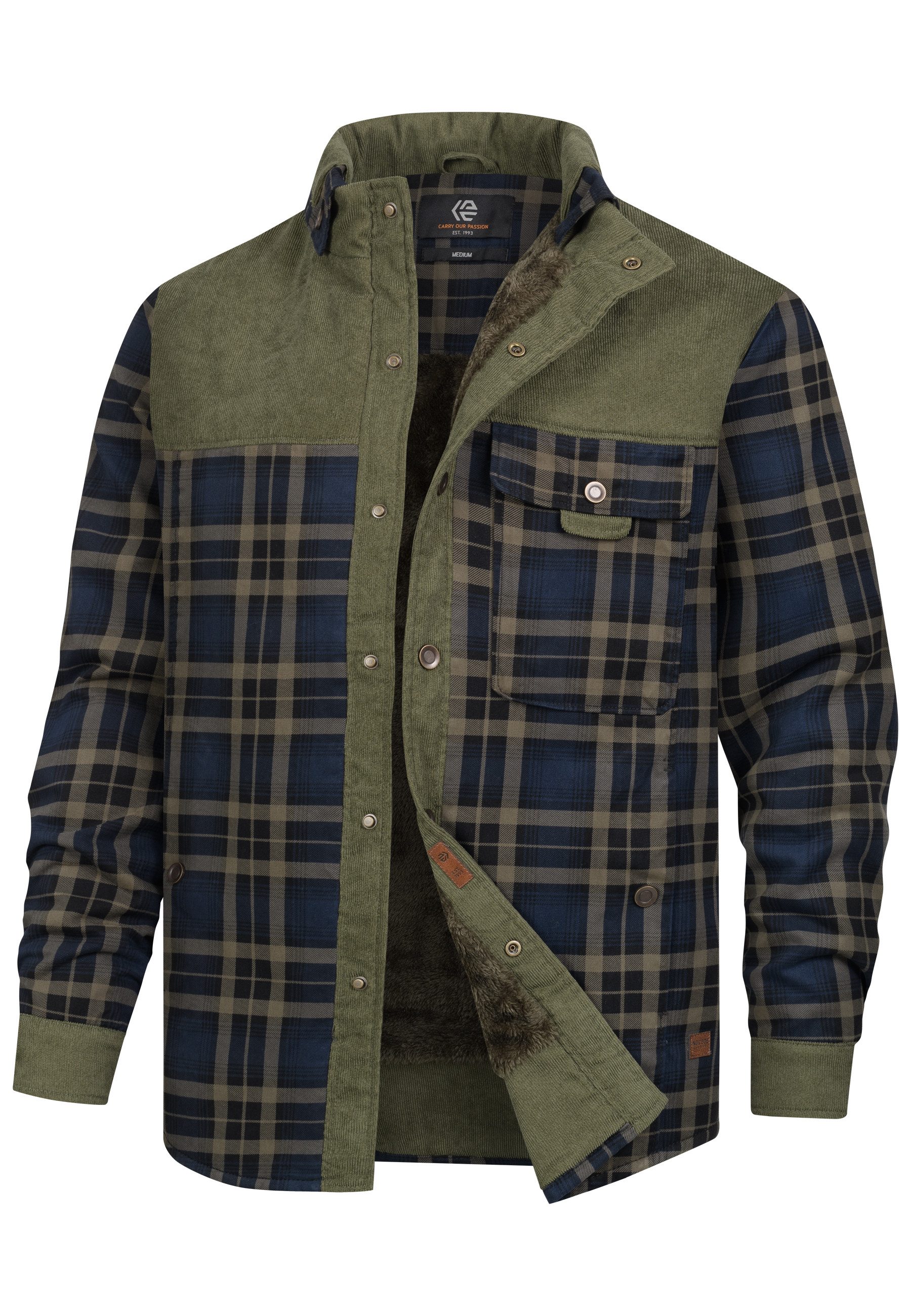 Indicode Langarmhemd INHolz Warm gefüttertes Holzfällerhemd günstig online kaufen