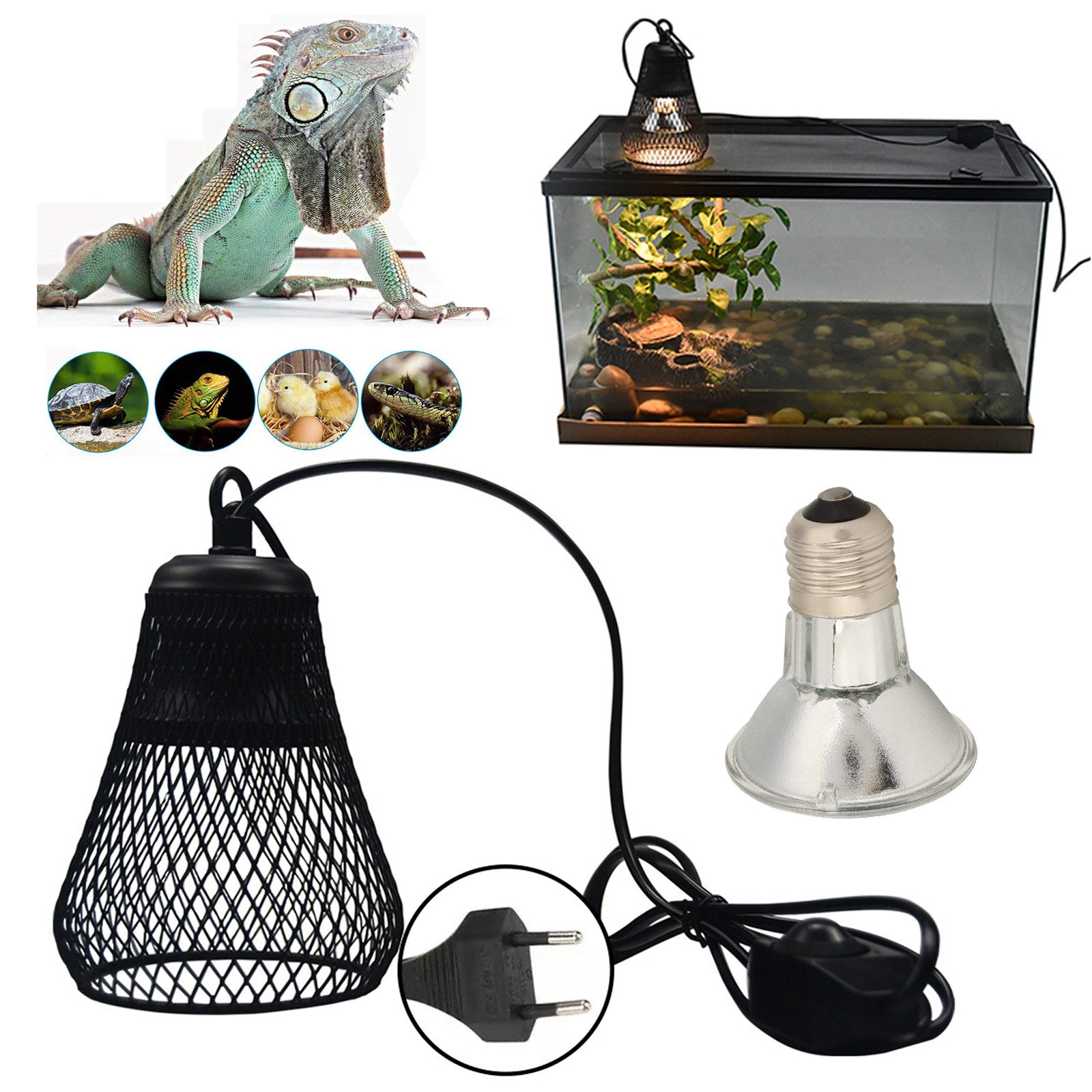 Infrarot-Wärmestrahler Infrarotlampe mit Wärmelampe mit Sicherheitskäfig,Temperat Einstellbar