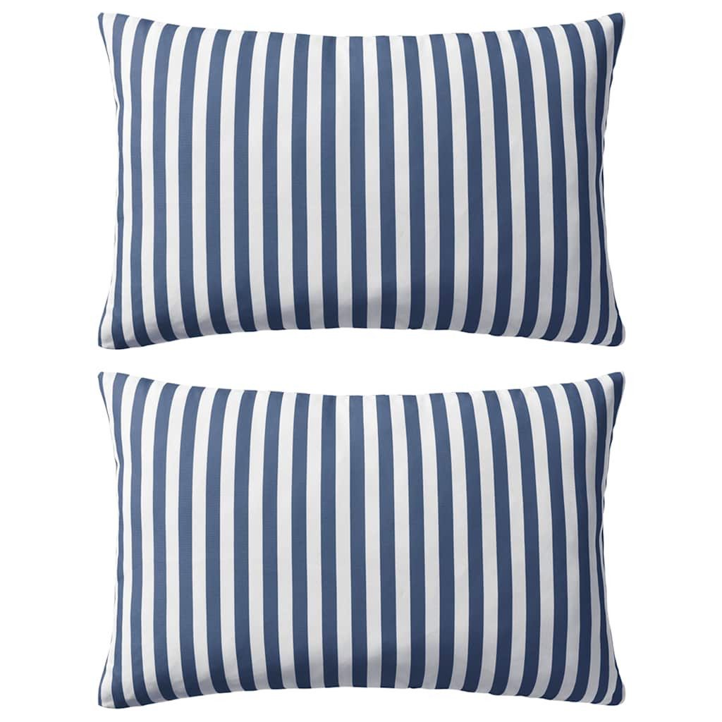 vidaXL Zierkissen Gartenkissen 2 Stk. Streifenmuster 60 x 40 cm Marineblau, (2 St)