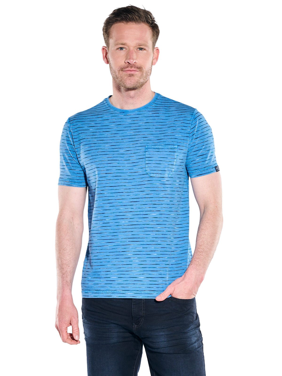 Engbers T-Shirt Herren Rundhals T-Shirt mit Brusttasche, Brilliantblau
