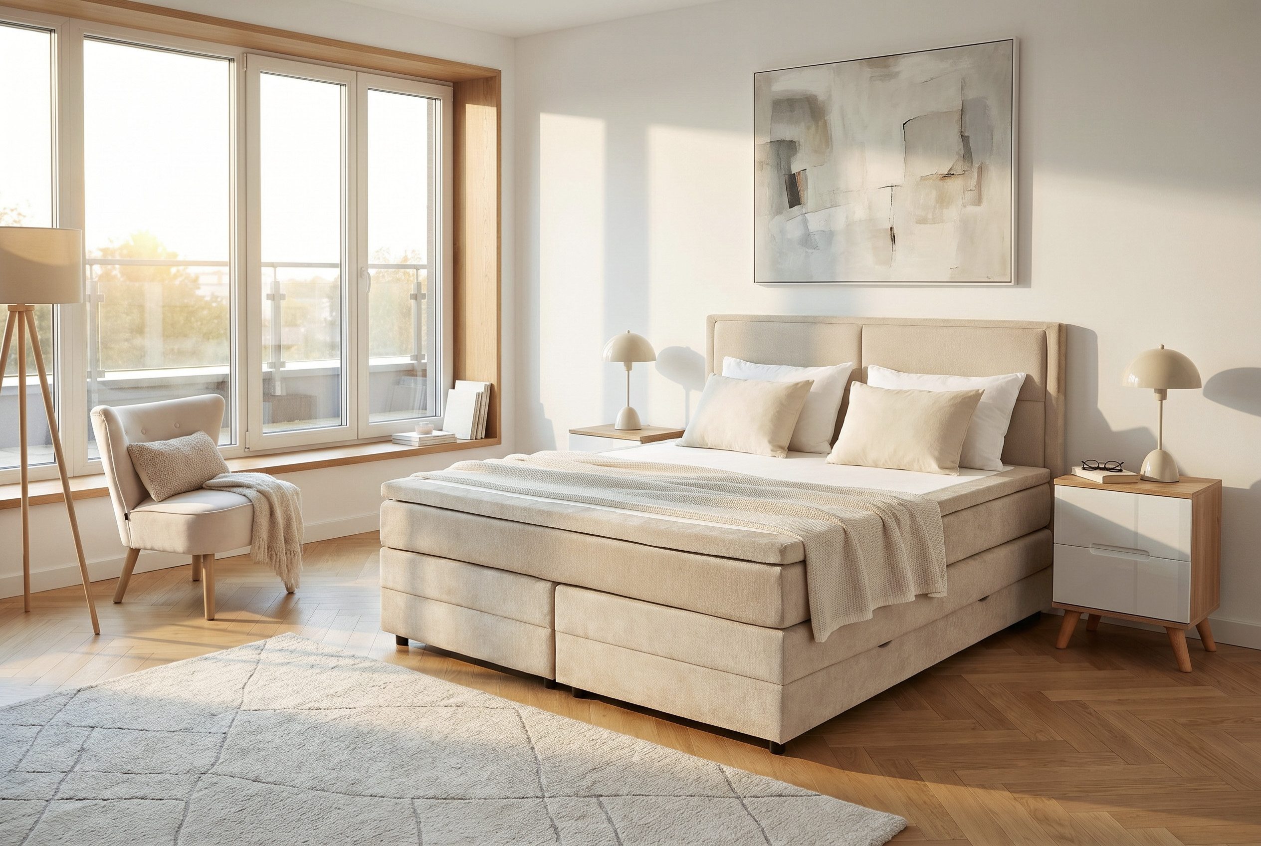 OTTO home Boxspringbett FYNNA Polsterbett mit Bettkasten & 7-Zonen-Taschenfederkernmatratze H3, mit 7 cm Komfortschaum-Topper, Chenille-Bezug, Liegefläche 180x200 cm