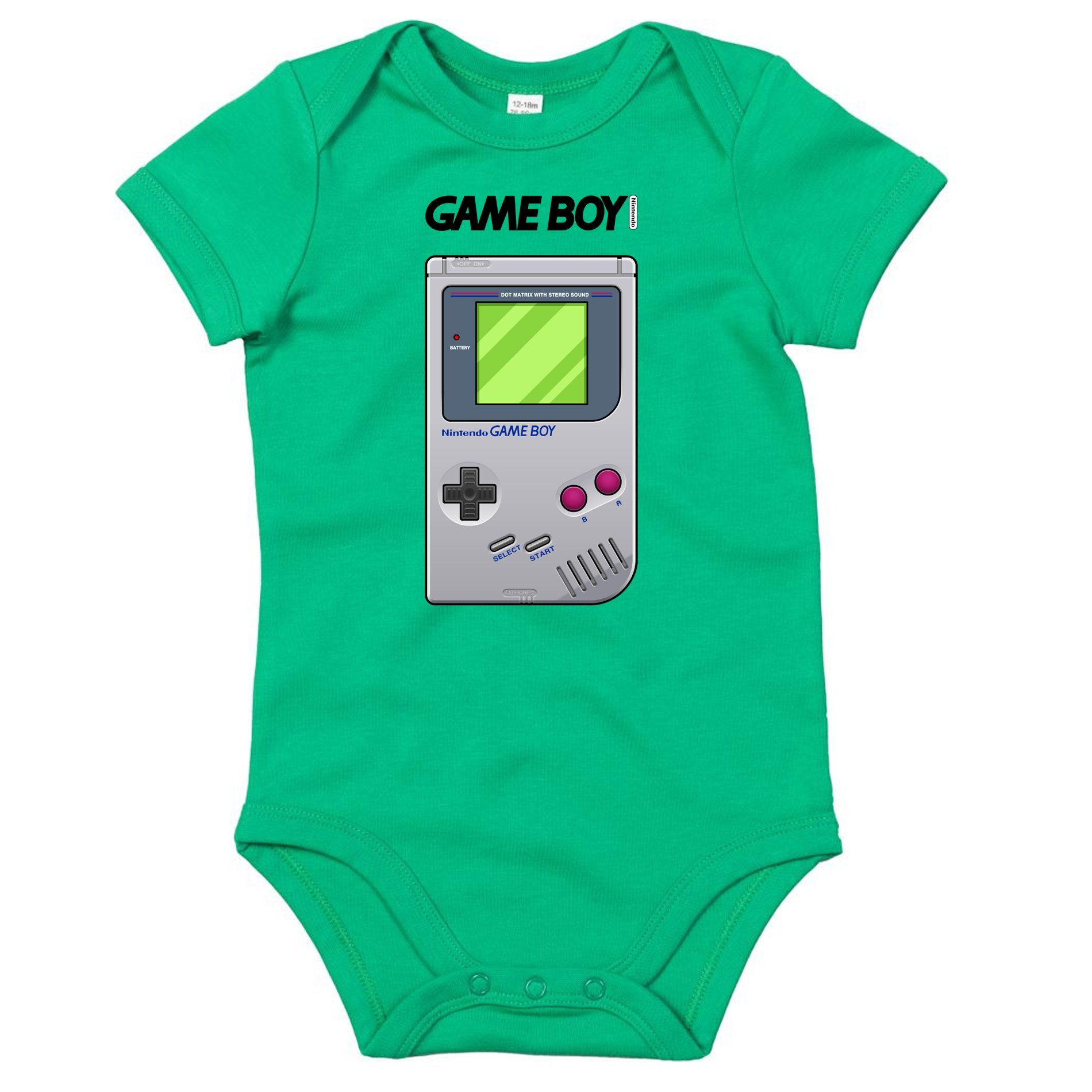 Blondie & Brownie Strampler Kinder Baby Game Boy Retro Nintendo Konsole Logo Gamer Grün