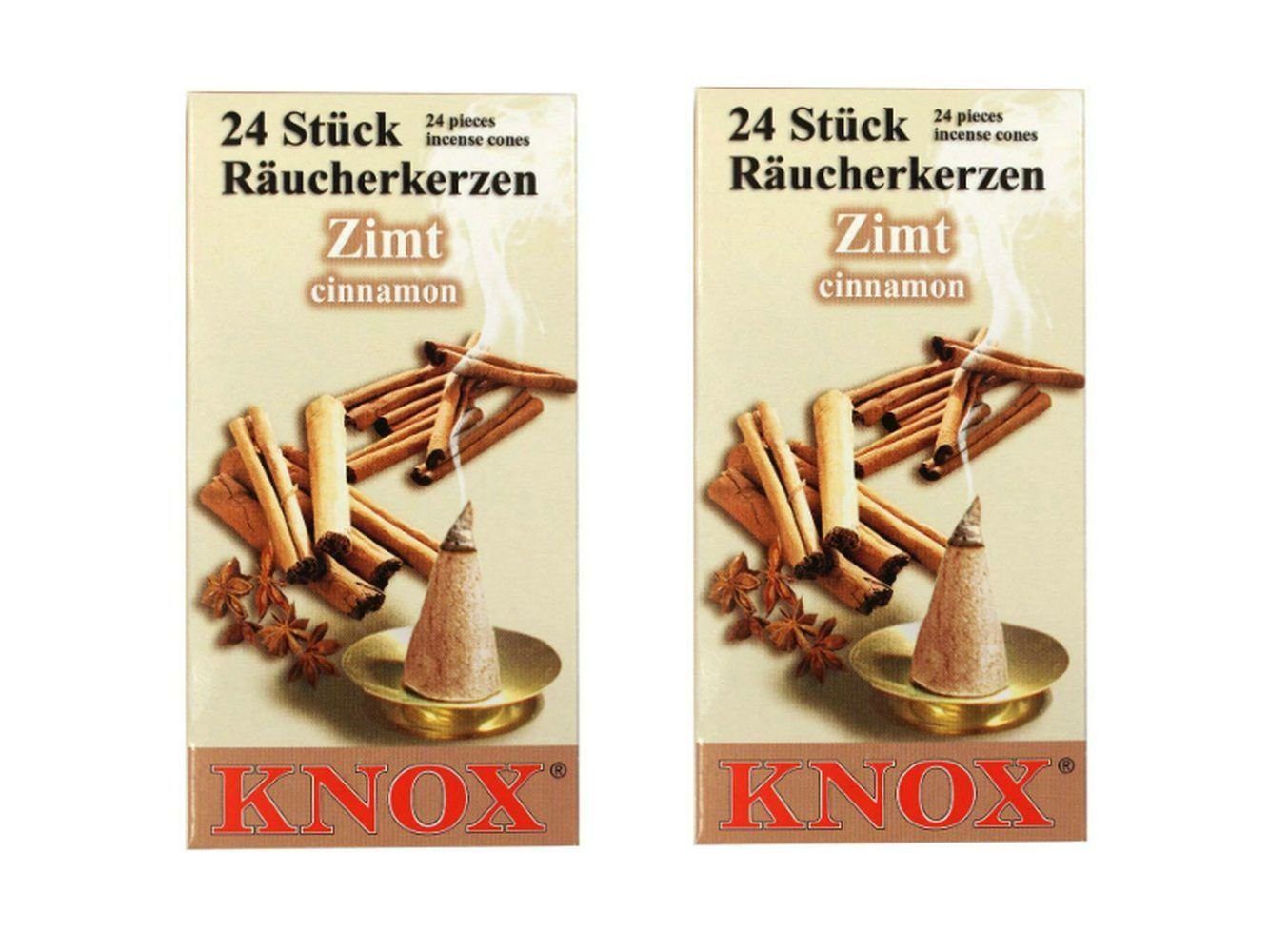 KNOX Räucherkegel 2 Päckchen Räucherkerzen - Zimt - 24er Packung