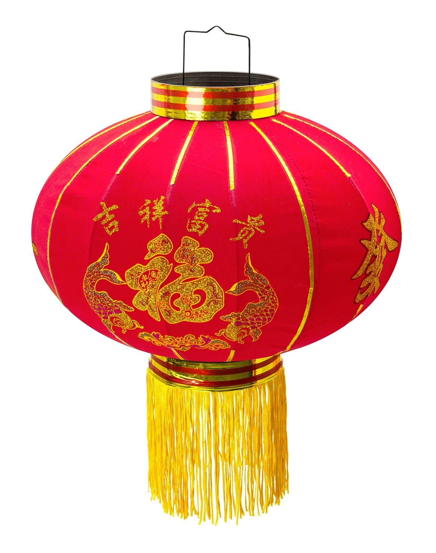 Innen Laterne TRANGO Party chinesische für mit I Hochzeit & Laterne Lampion Year Durchmesser New Laterne, Leuchte, Stoff LT400-01 Zeichen Rote Chinese Lantern, I *LUCK* I Außen Laterne Glück Pendelleuchte, Lampion, Rote Glück aus 40cm Laterne