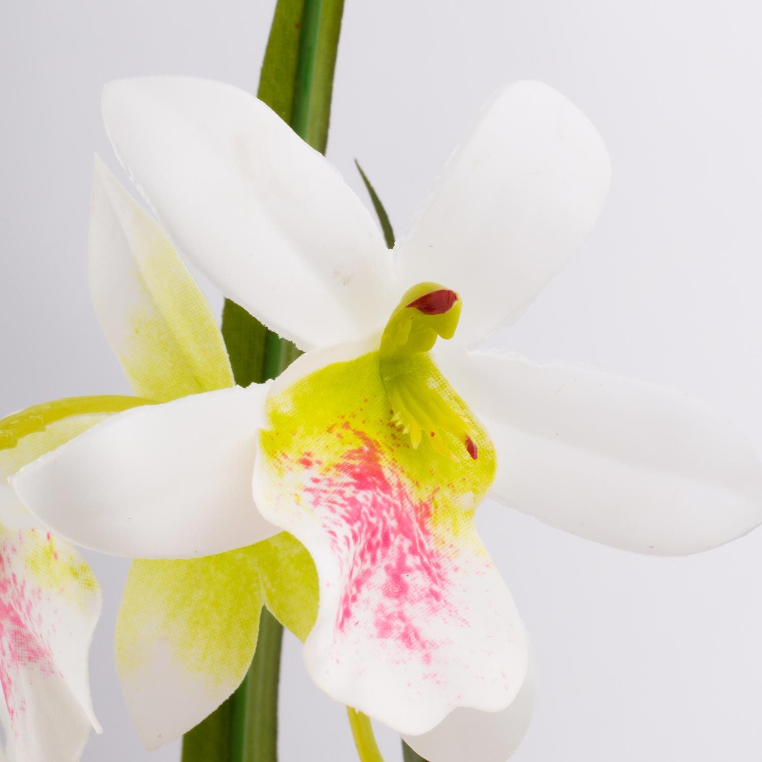 Kunstorchidee Dendrobium ZUZA in Dekoglas, weiß-grün, 40cm - Orchidee künstlich Orchidee (Orchidee dendrobium sonia), artplants, Höhe 35.0 cm
