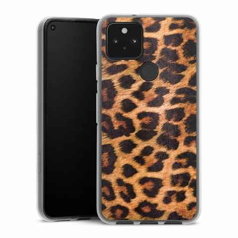 DeinDesign Handyhülle Leopard Fell Animalprint Leo Print, Google Pixel 5 Silikon Hülle Bumper Case Handy Schutzhülle