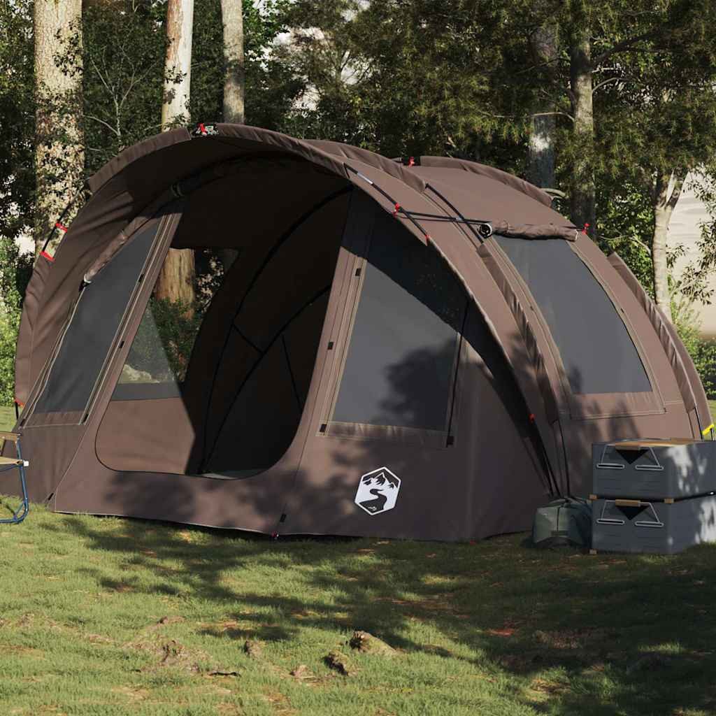 furnicato Angelzelt 330 x 315 x 176 cm Braun, Wetterfestes Campingzelt mit 5 Fenstern und integrierter Tasche