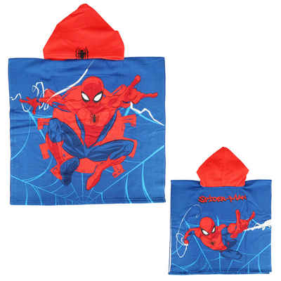 MARVEL Badeponcho Marvel Spiderman Kinder Mikrofaser Poncho Badeponcho mit Kapuze, Polyester