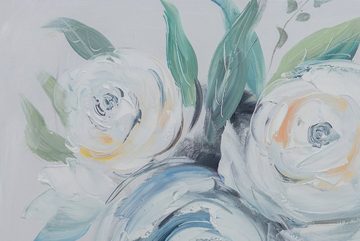 KUNSTLOFT Gemälde Duftende Rosen 60x60 cm, Leinwandbild 100% HANDGEMALT Wandbild Wohnzimmer