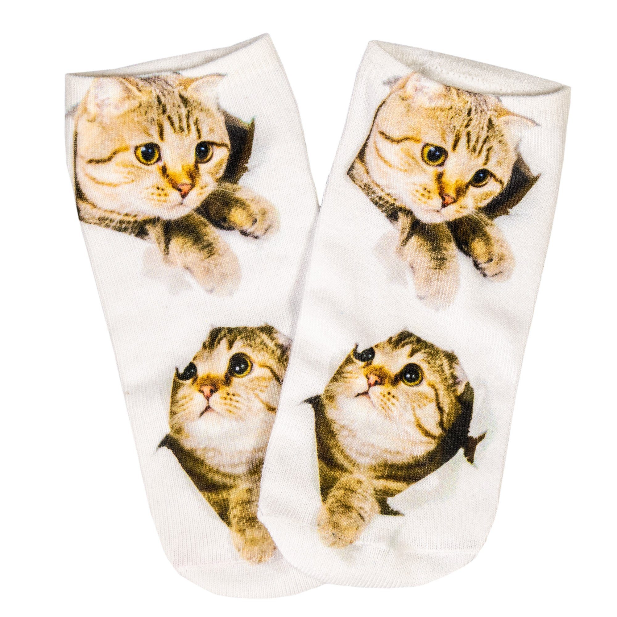 cosey Sneakersocken 1 Paar Sneaker Socken – Katzen Design – Einheits-Größe 33-40 D05 Katzenjunges