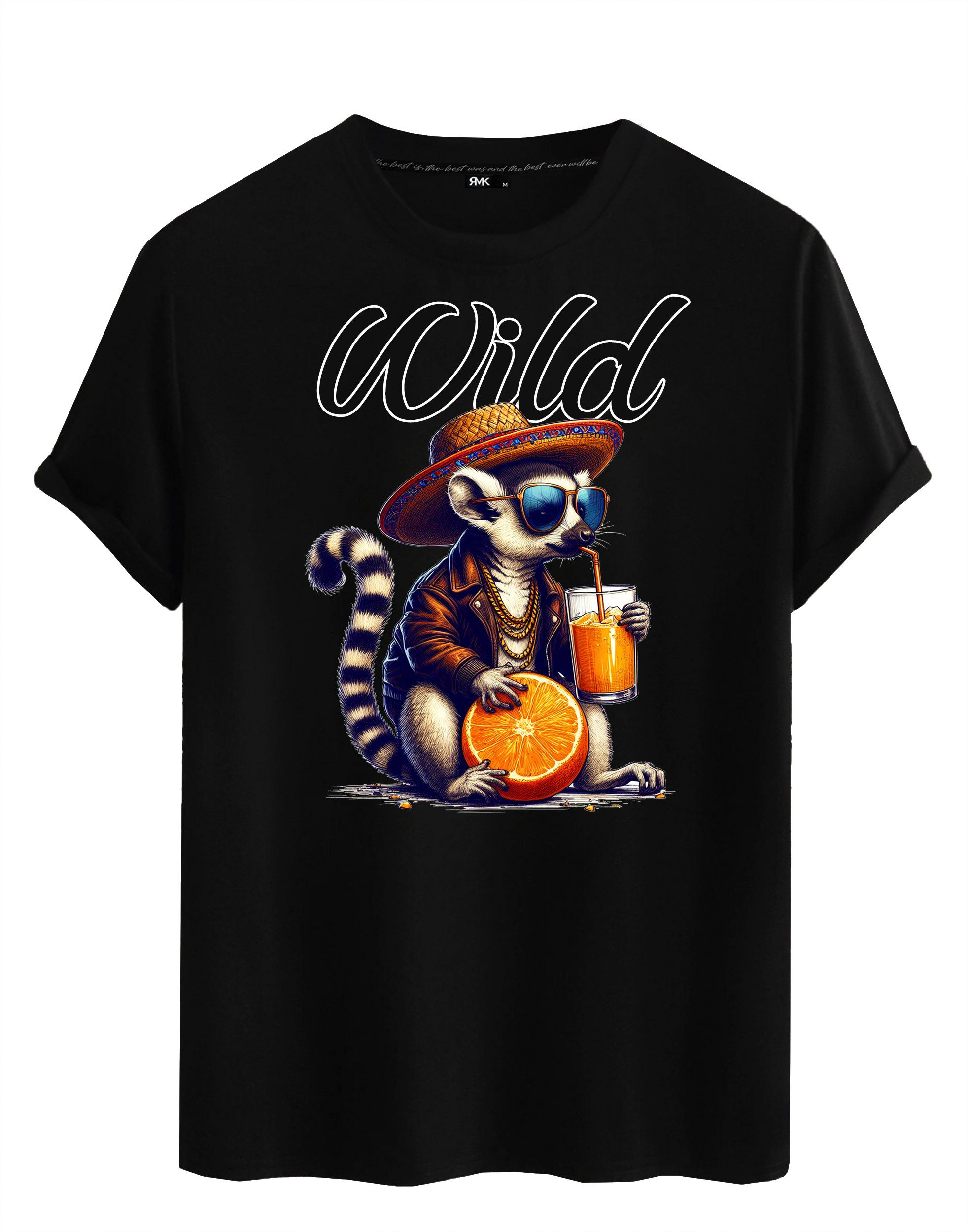 RMK T-Shirt Herren Print-Shirt T-Shirt Basic Vintage Wild Orange aus Baumwo günstig online kaufen