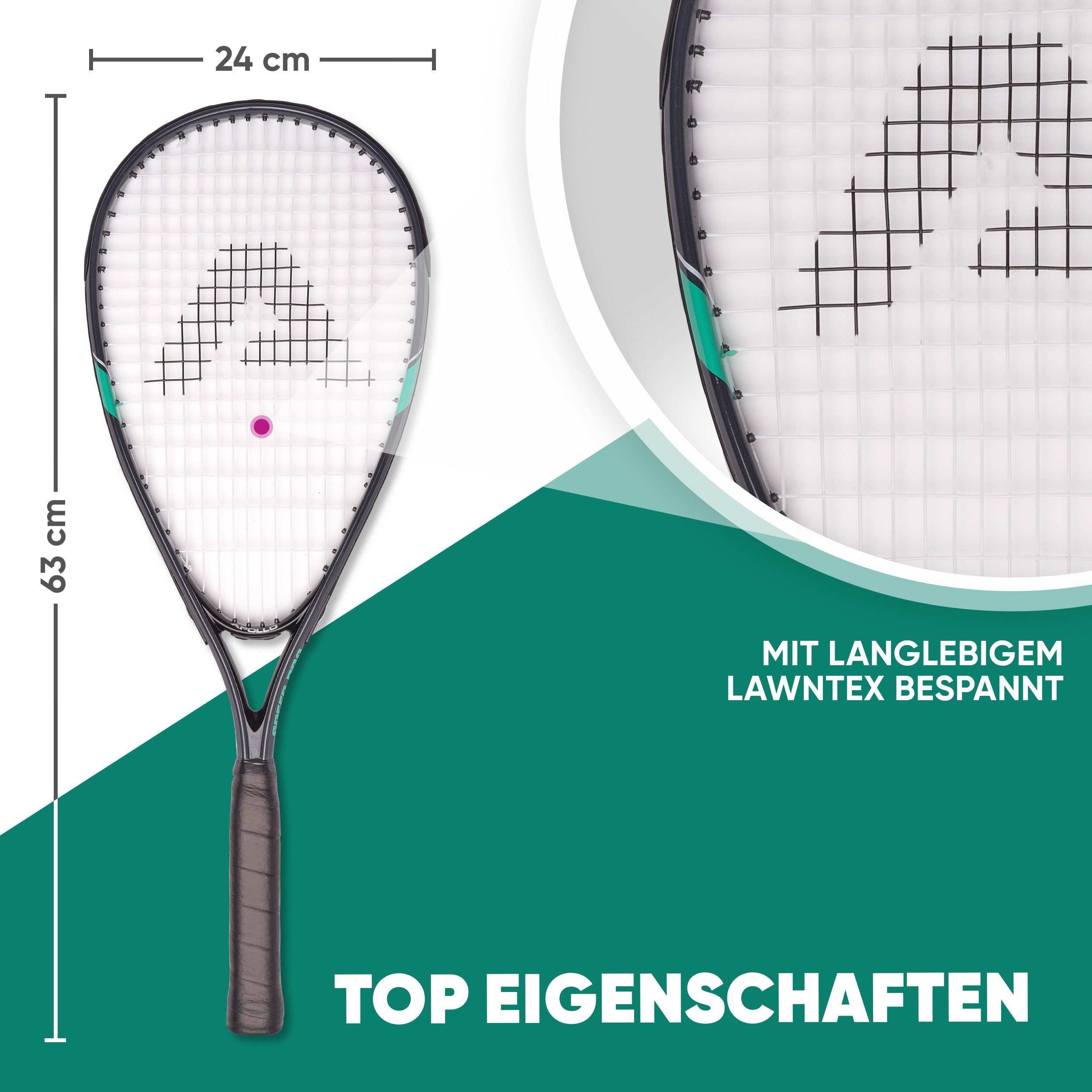 Apollo Speed-Badmintonschläger Badminton Schläger Set Kinder Speed Pro, (Set, inkl. Tragetasche, Federbällen, Schaumball und Hütchen), inkl. Tragetasche, Federbällen, Schaumball und Hütchen