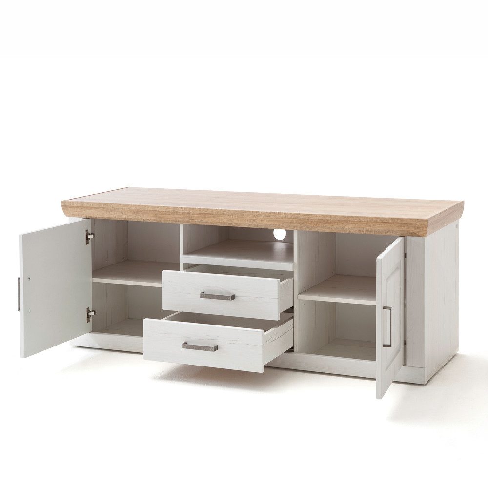 Lomadox Lowboard BRASILIA-05, Pinie Aurelio & Grandson Oak. Nb. mit Kabeldurchlass - 158/63/52cm
