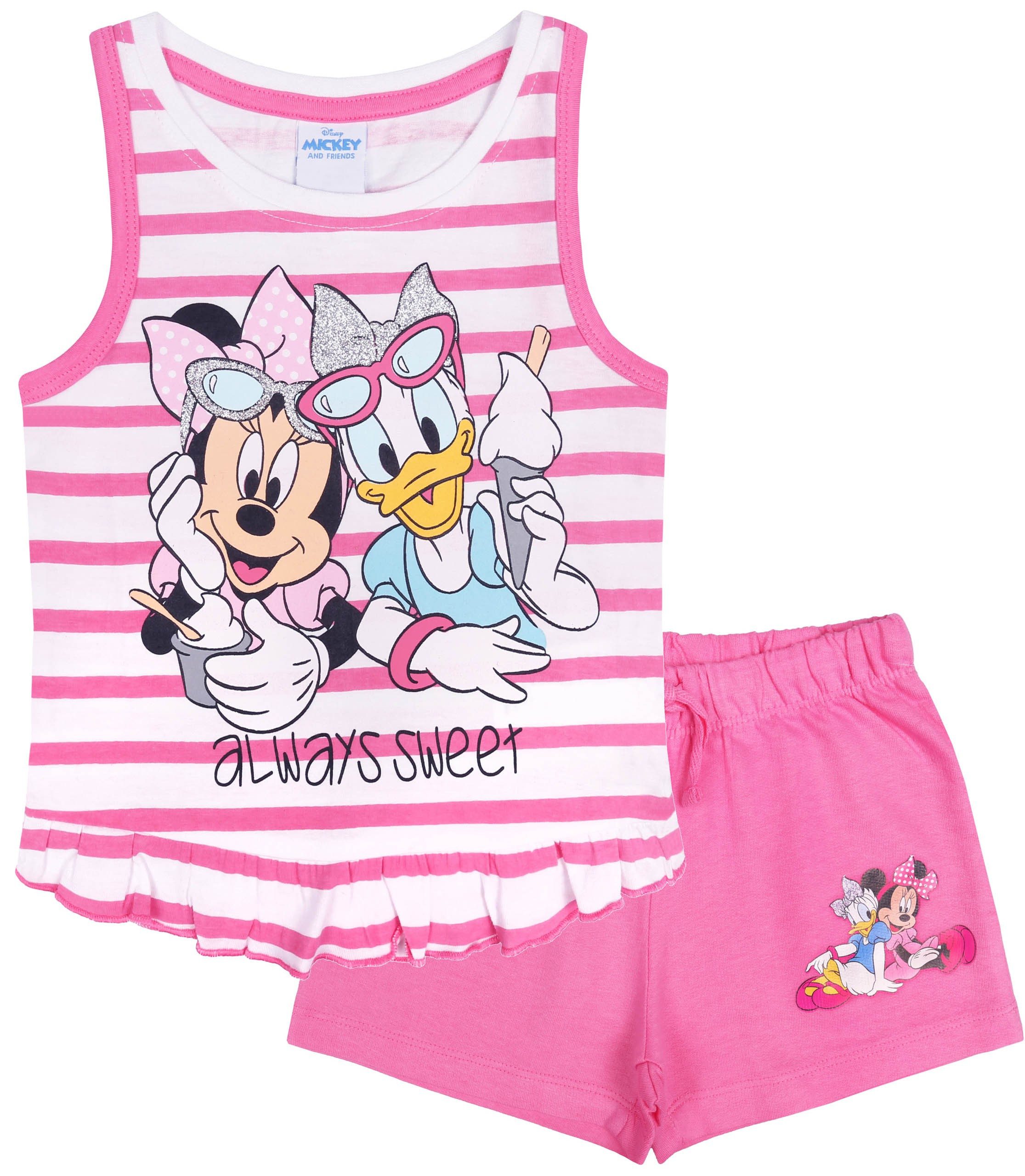 T-Shirt & Shorts Pinkes Set Outfit Top + kurze Hose Minnie Maus und Daisy 8 Jahre