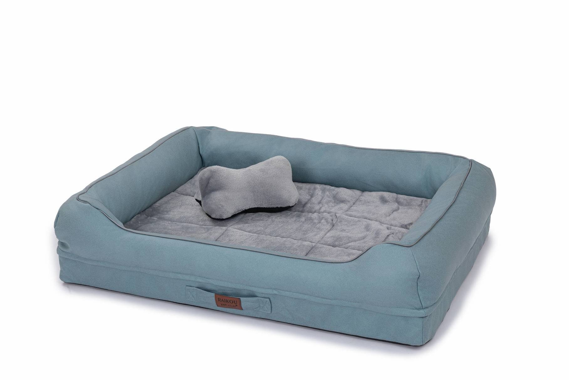 RAIKOU Hundematte Hundebett mit Abnehmbarem Kissen, Schlafplatz Hundesofa Tierbedarf, 100% Polyester, gepolstertes waschbares, mit Hundekissen