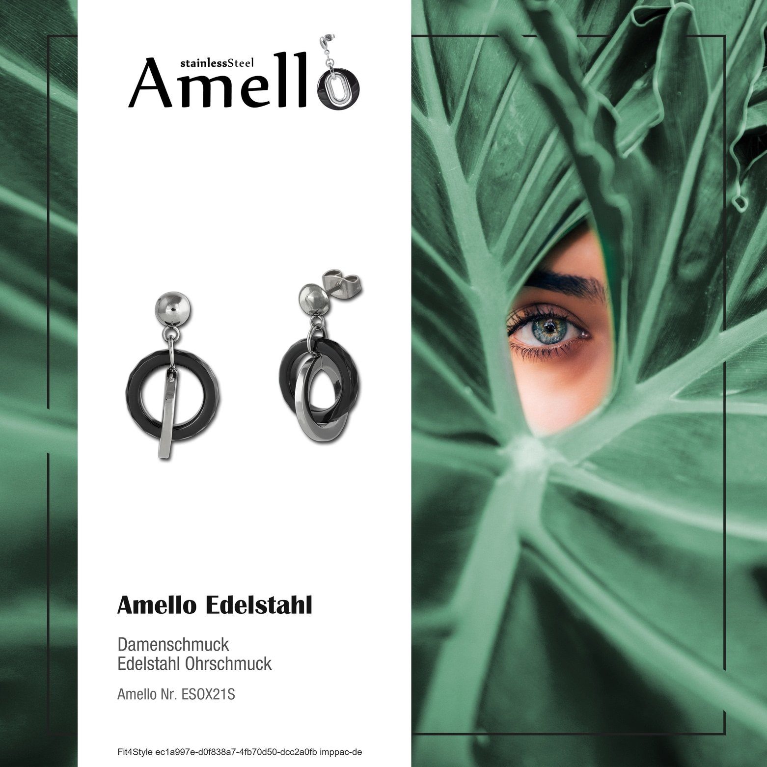 Amello Paar Ohrhänger Amello Ringe in silberfarben, (Stainless Ohrhänger Keramik Edelstahl Ohrringe sc Damen (Ohrhänger), Steel), Edelstahl