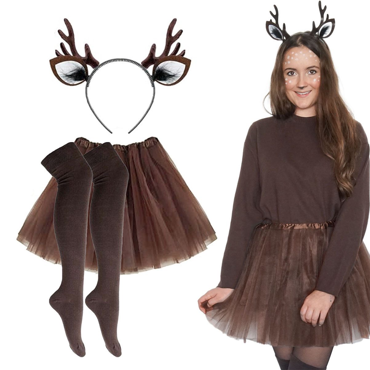 Goldschmidt Kostüme Kostüm Reh Set Tüllrock Overknees und Geweih