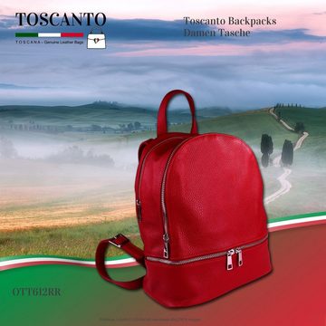 Toscanto Cityrucksack Toscanto Damen Cityrucksack Leder Tasche (Cityrucksack), Damen Cityrucksack Leder, rot, Größe ca. 32cm