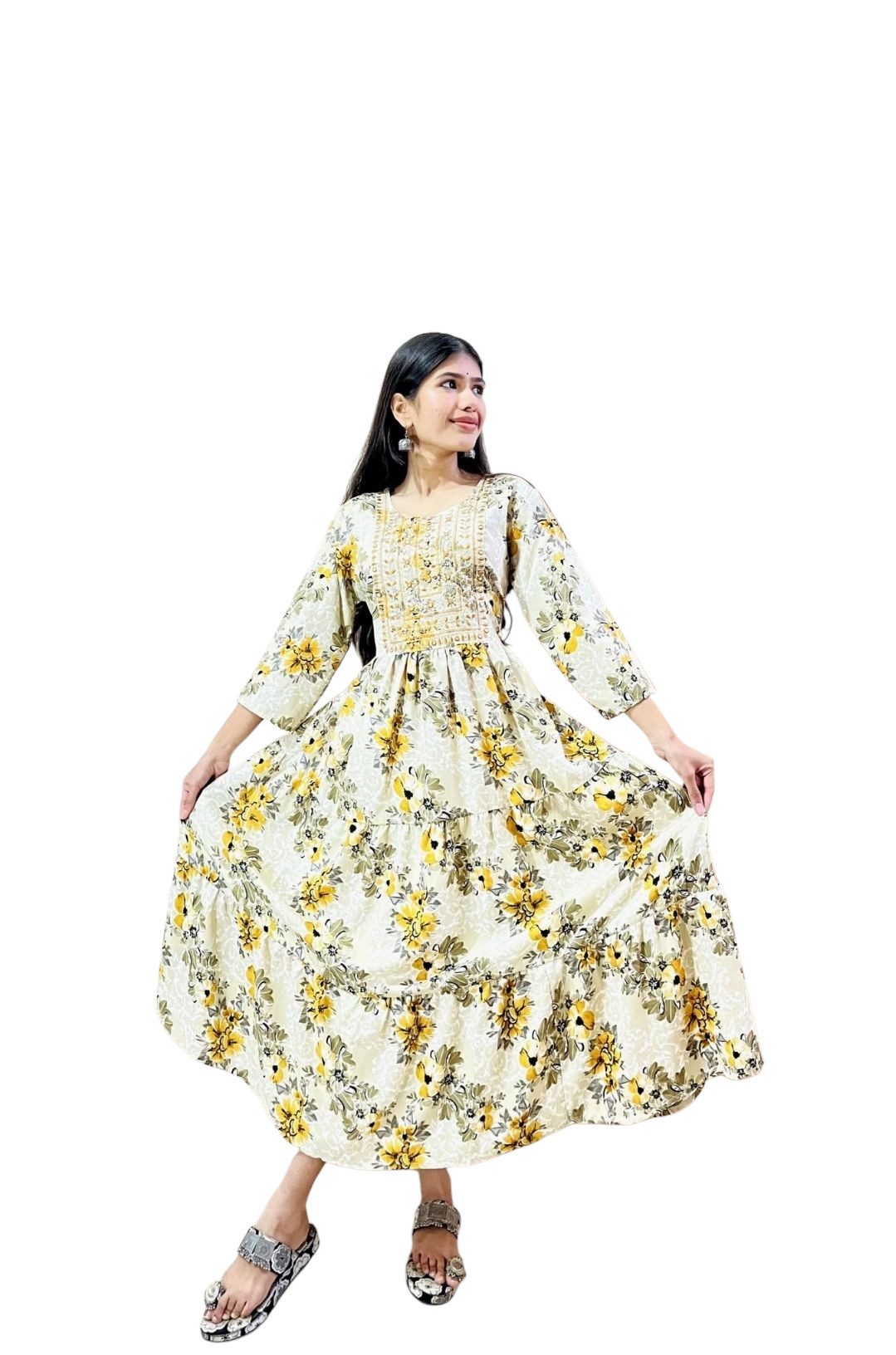 PfauGermany Maxikleid Floral Neck Embroidery günstig online kaufen