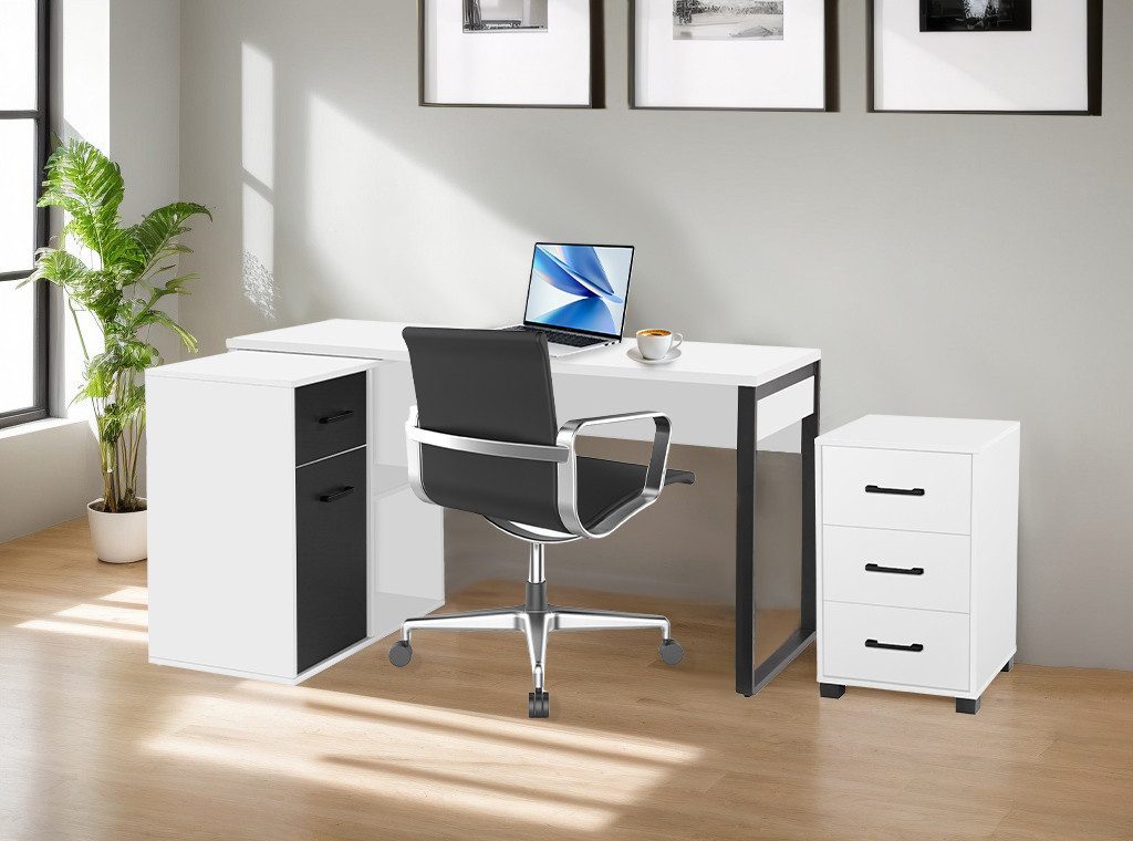 Places of Style Eckschreibtisch Moid, Computertisch, Kabeldurchlass, mit Re günstig online kaufen