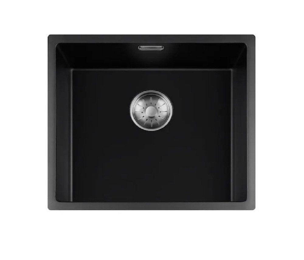 togo Küchenspüle 45BQ-FU-Inox, rechteckig, 49/44 cm, Schwarze Quarz Spüle