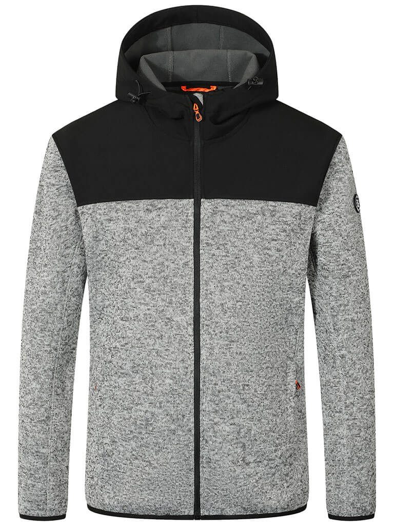 Blue Wave Fleecejacke Ole Herren Fleecejacke Ole mit Kapuze - Jacke in Melange Strickoptik