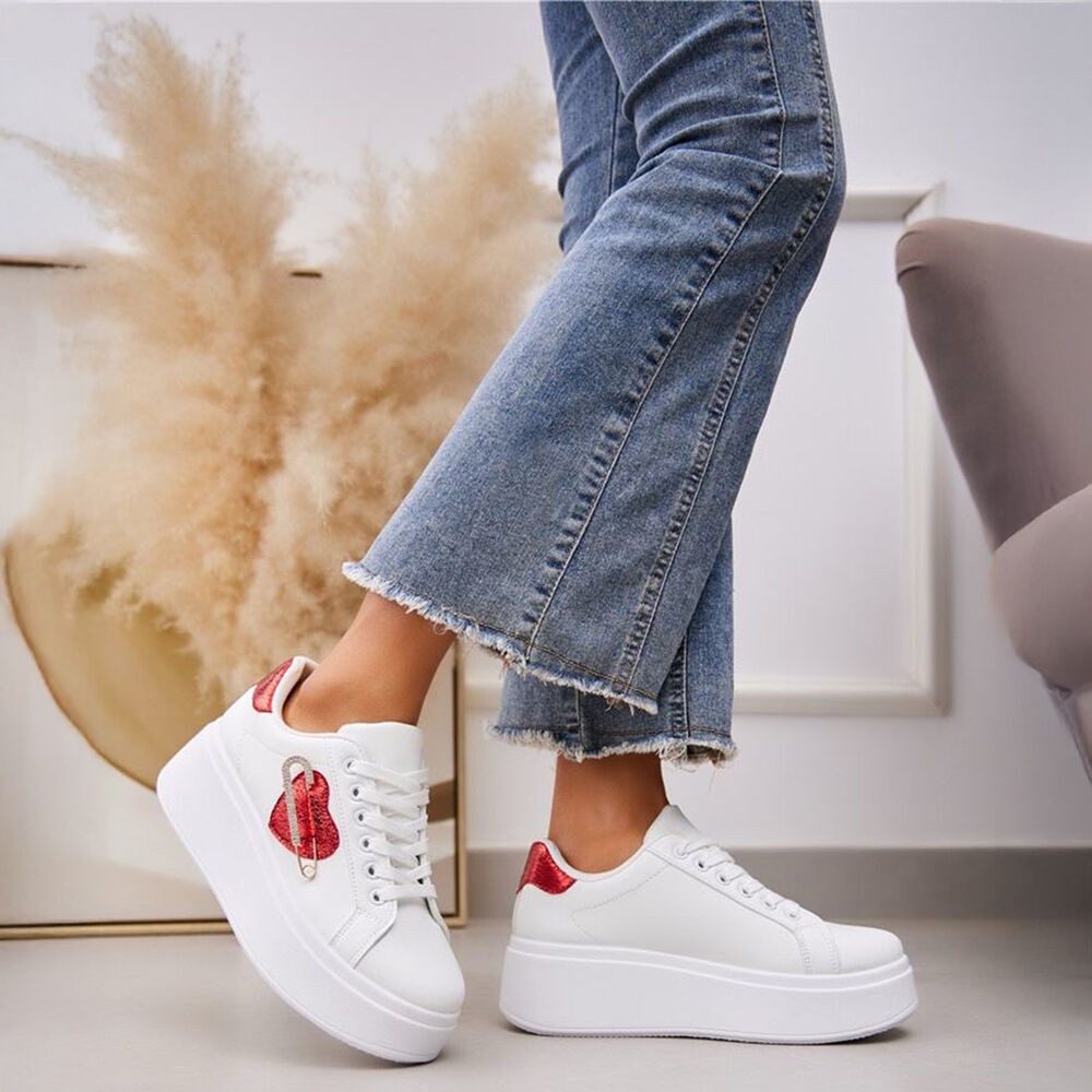 Ital-Design Damen Low-Top Freizeit Sneaker (88930468) Keilabsatz/Wedge Sneakers Low in Weiß