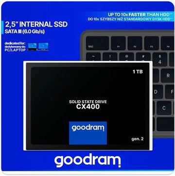 Goodram CX400 interne SSD (1 TB) 2,5" 550 MB/S Lesegeschwindigkeit, 500 MB/S Schreibgeschwindigkeit, Gen.2, SATA III