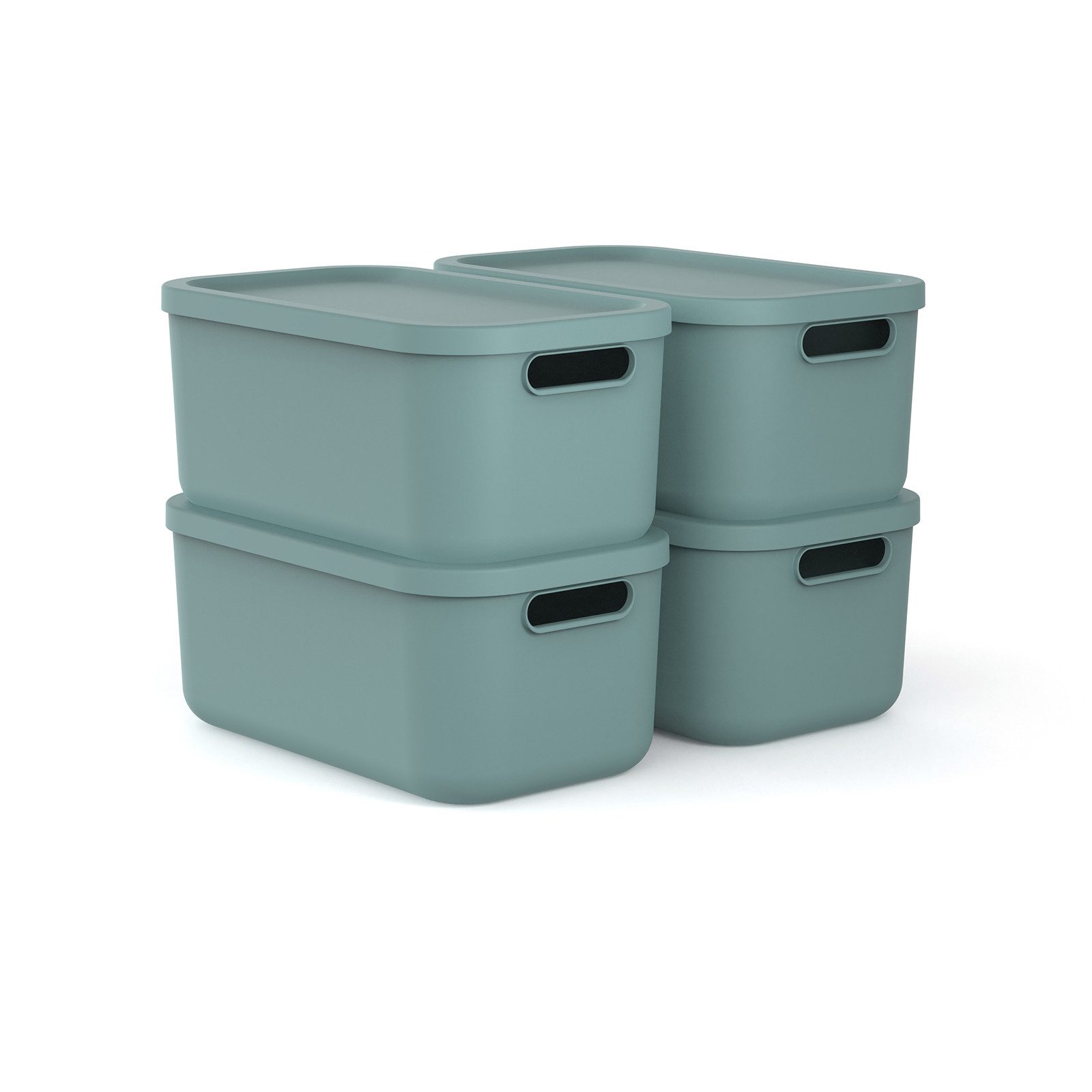 ROTHO Stapelbox (Aufbewahrungsboxenset, 4er-Set), Universell einsetzbar als Vorratsbox, Kiste, Organizer, Container