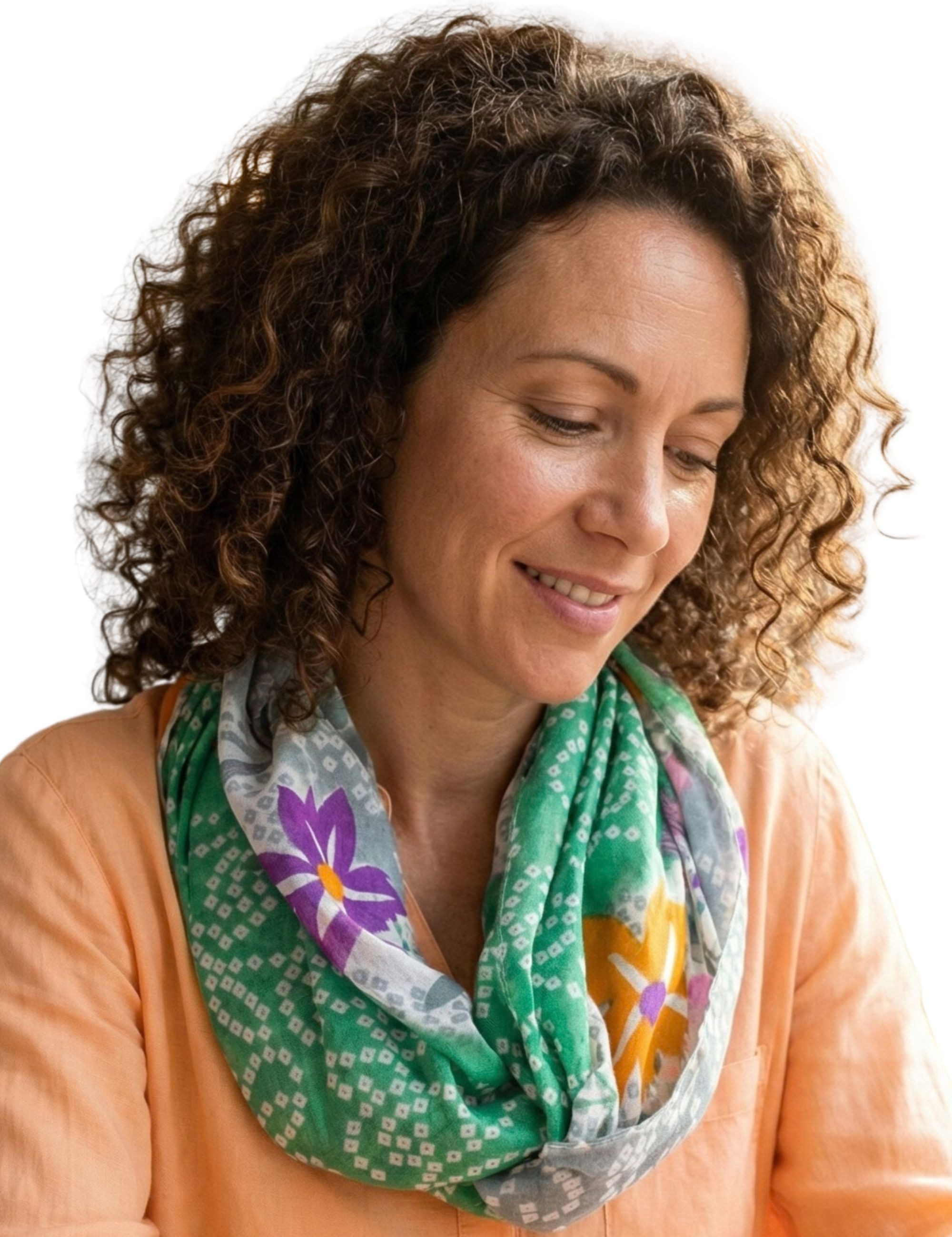 Sunsa Loop Damen Loop Schal 100% Baumwolle Schlauchschal Loopschal mit Blumen, Blumen Design
