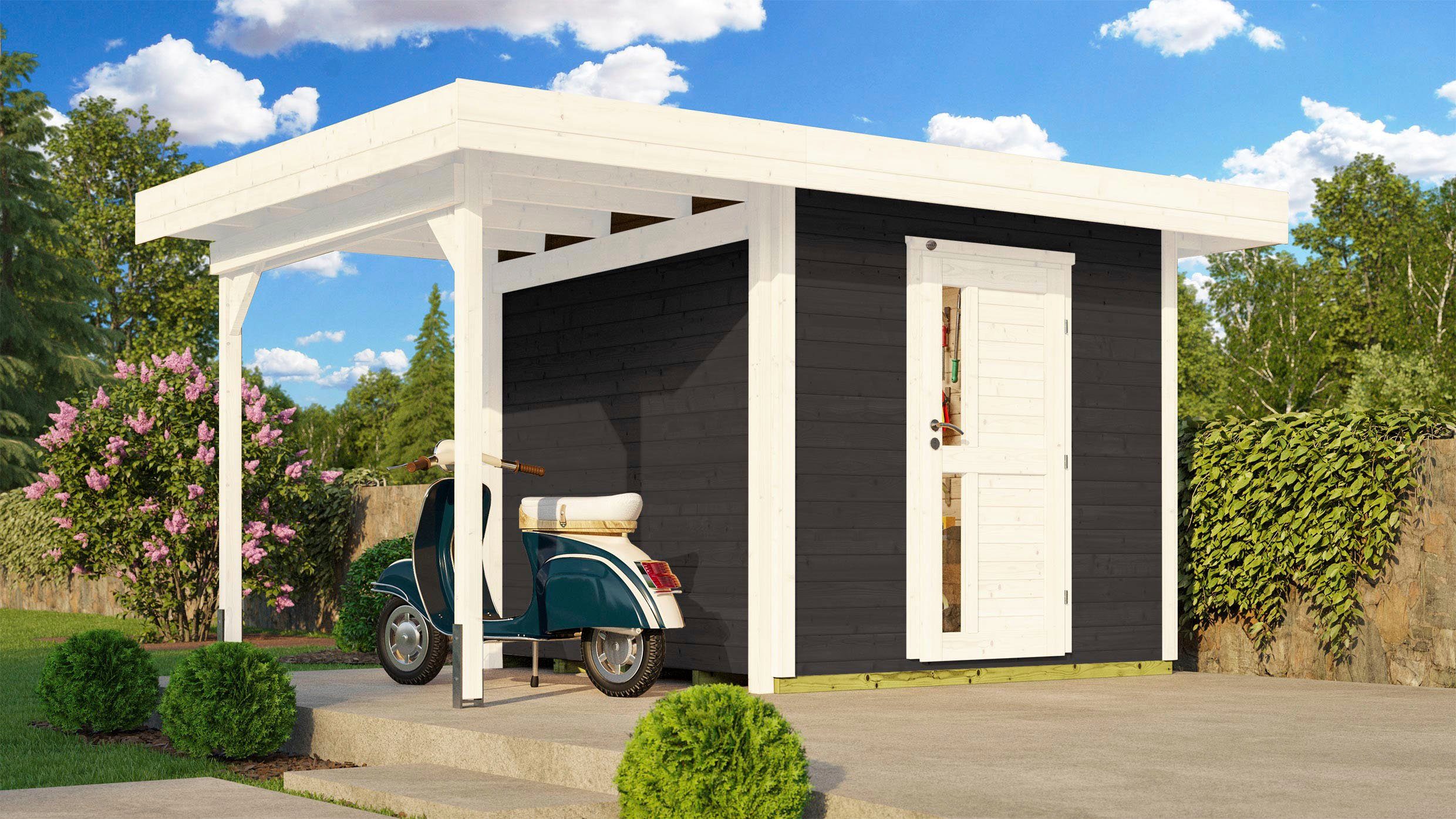 Thumbnail - weka Gartenhaus Designhaus 172 A, BxT: 430x314 cm, (Set), mit Anbaudach