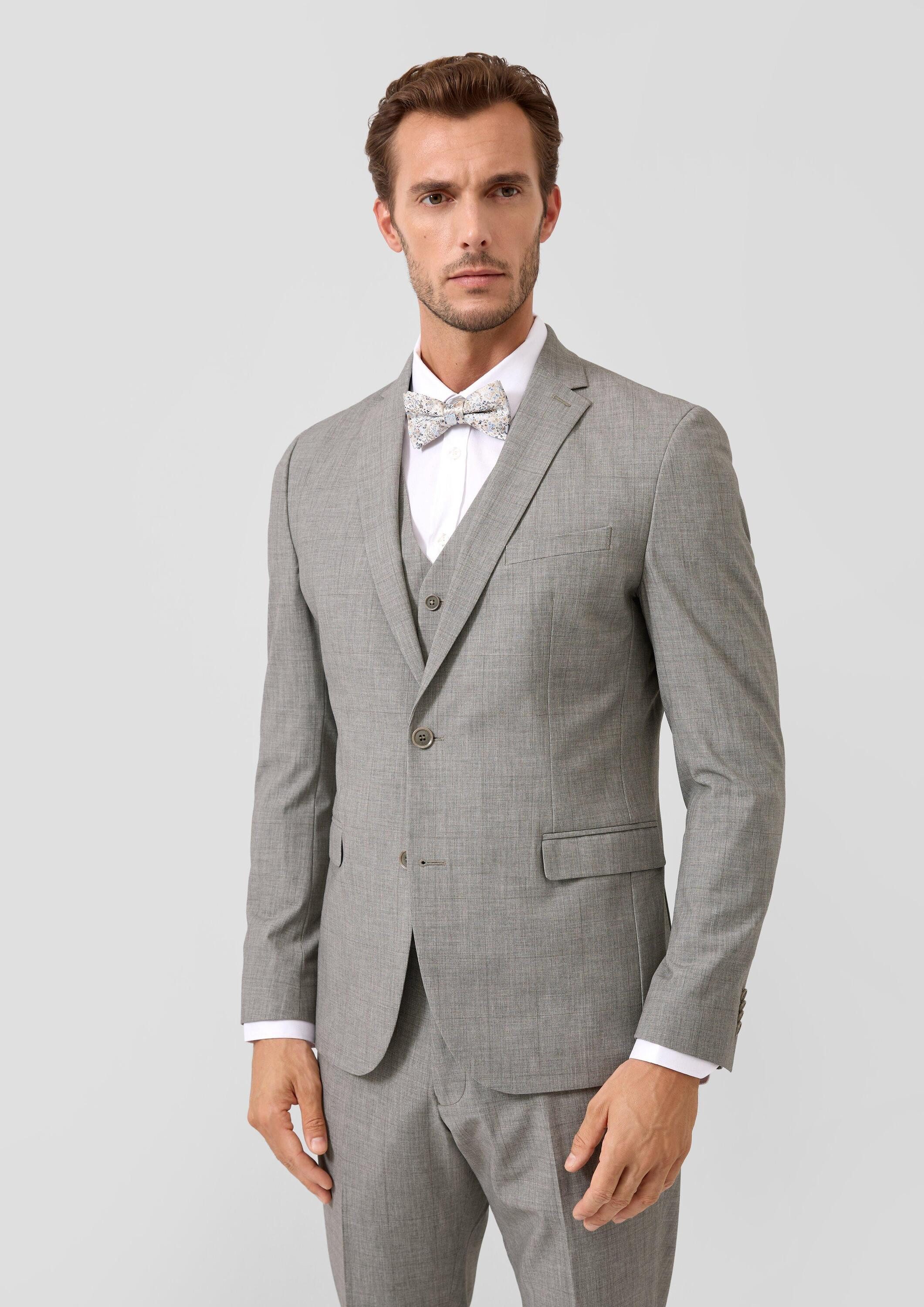 s.Oliver Sakko Indoor-Sakko S.OPURE s.O PURE: Slim-Fit-Sakko aus gemustertem Stretch-Gewebe