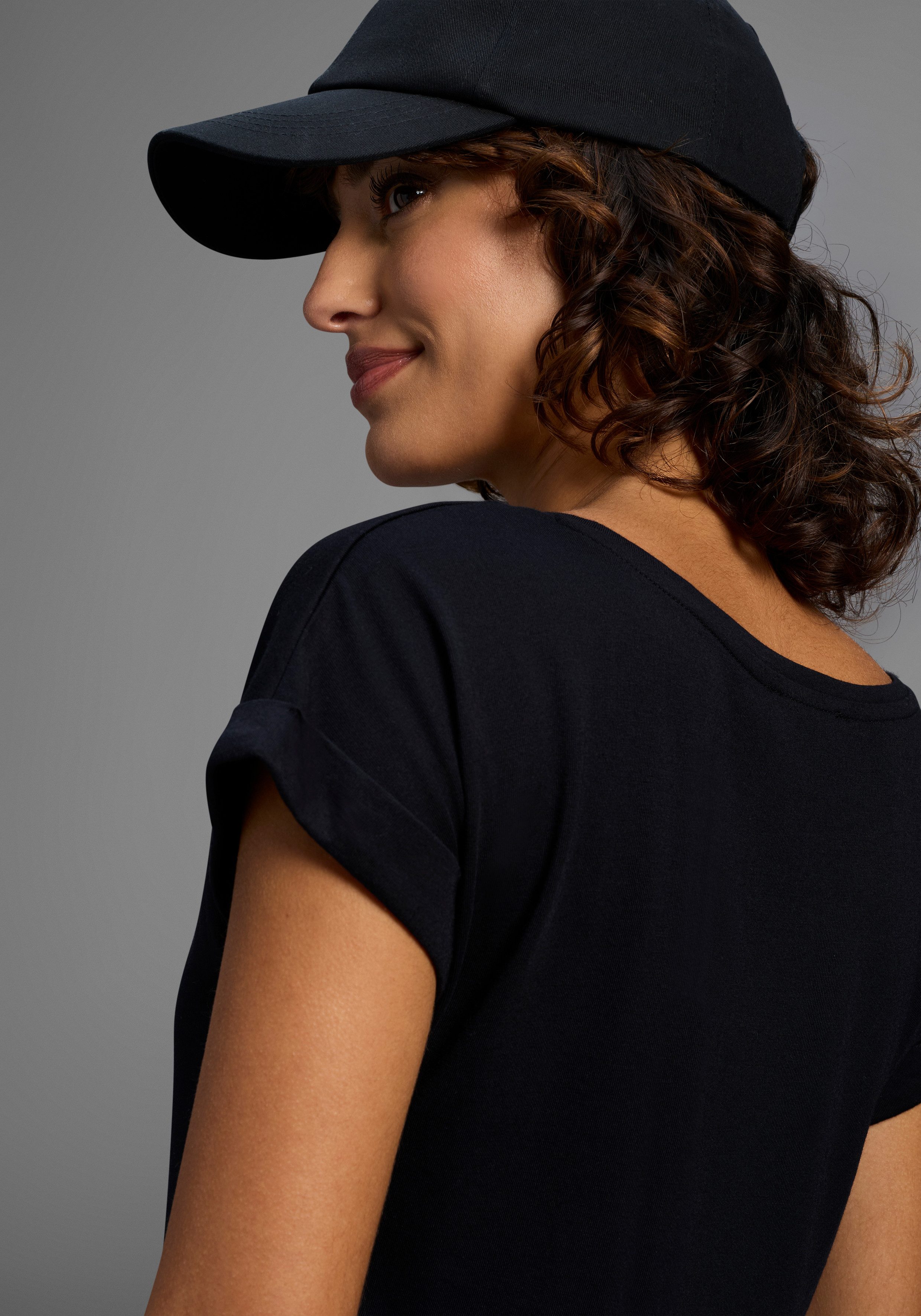 Flashlights T-Shirt Kurzarm, Saum mit Gummibund, Rundhalsausschnitt