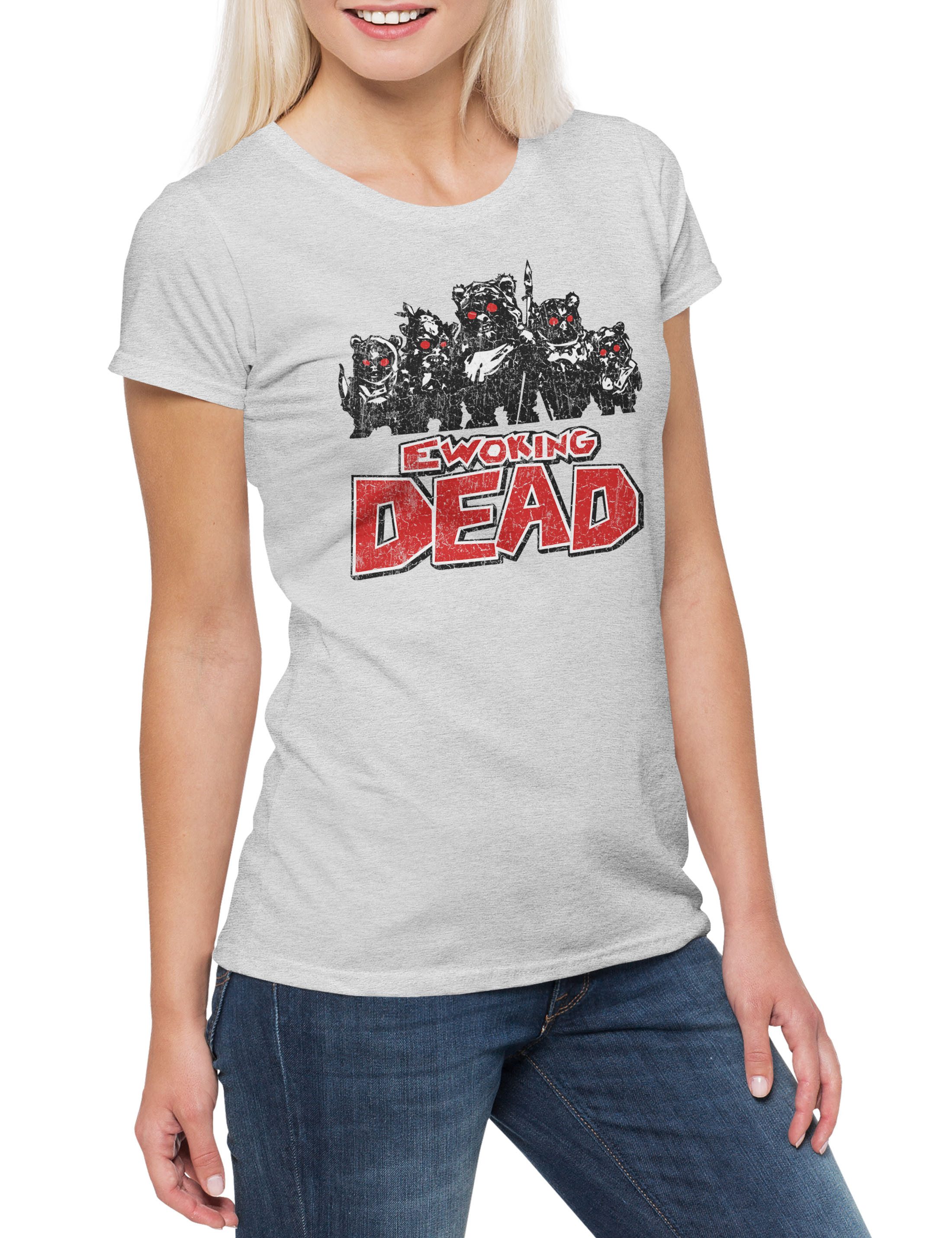 Print-Shirt Ewoking Dead Damen T-Shirt The Walking Living Zombie Zombies Star