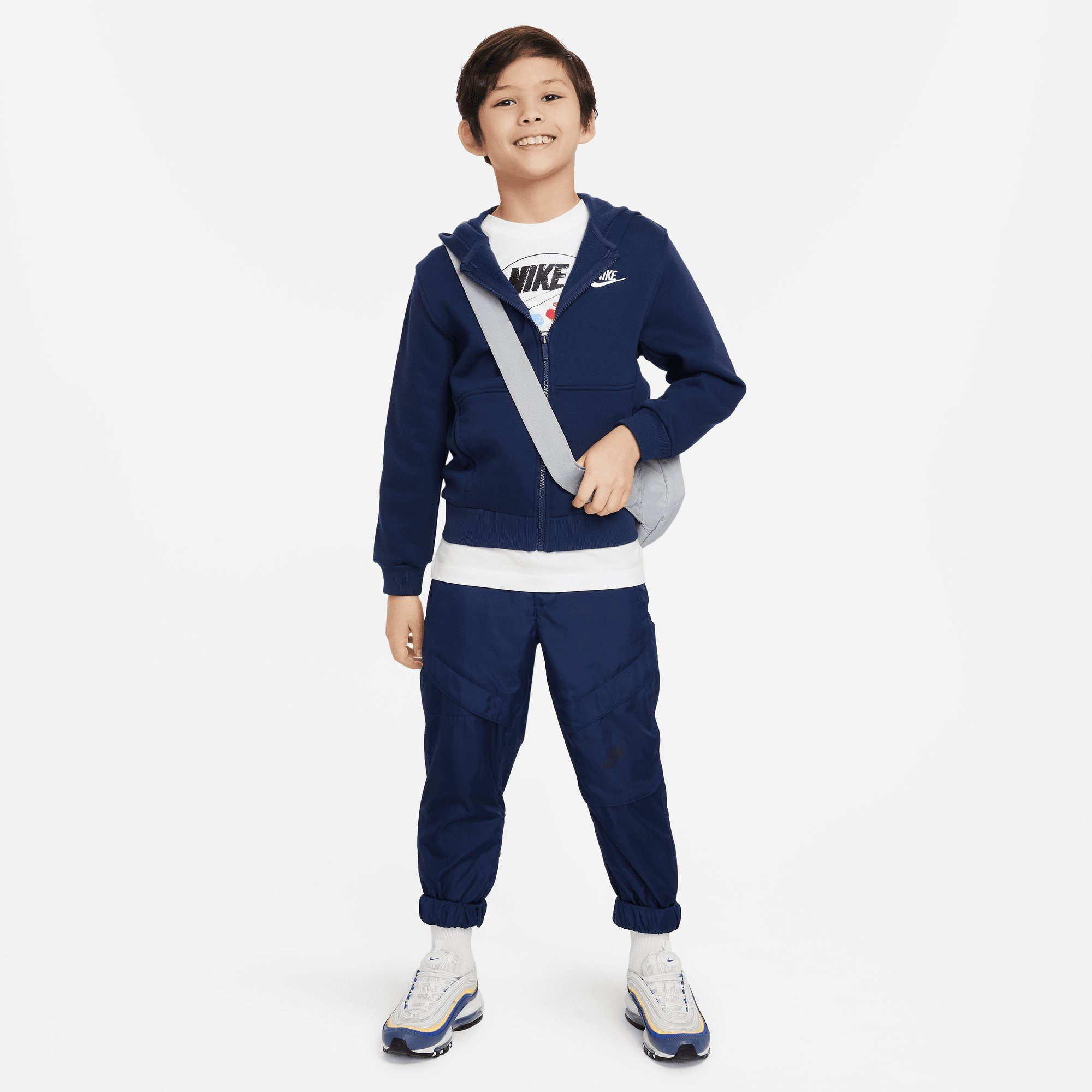Sportswear NAVY/WHITE Nike FLEECE FULL-ZIP CLUB KIDS' Kapuzensweatjacke HOODIE MIDNIGHT BIG