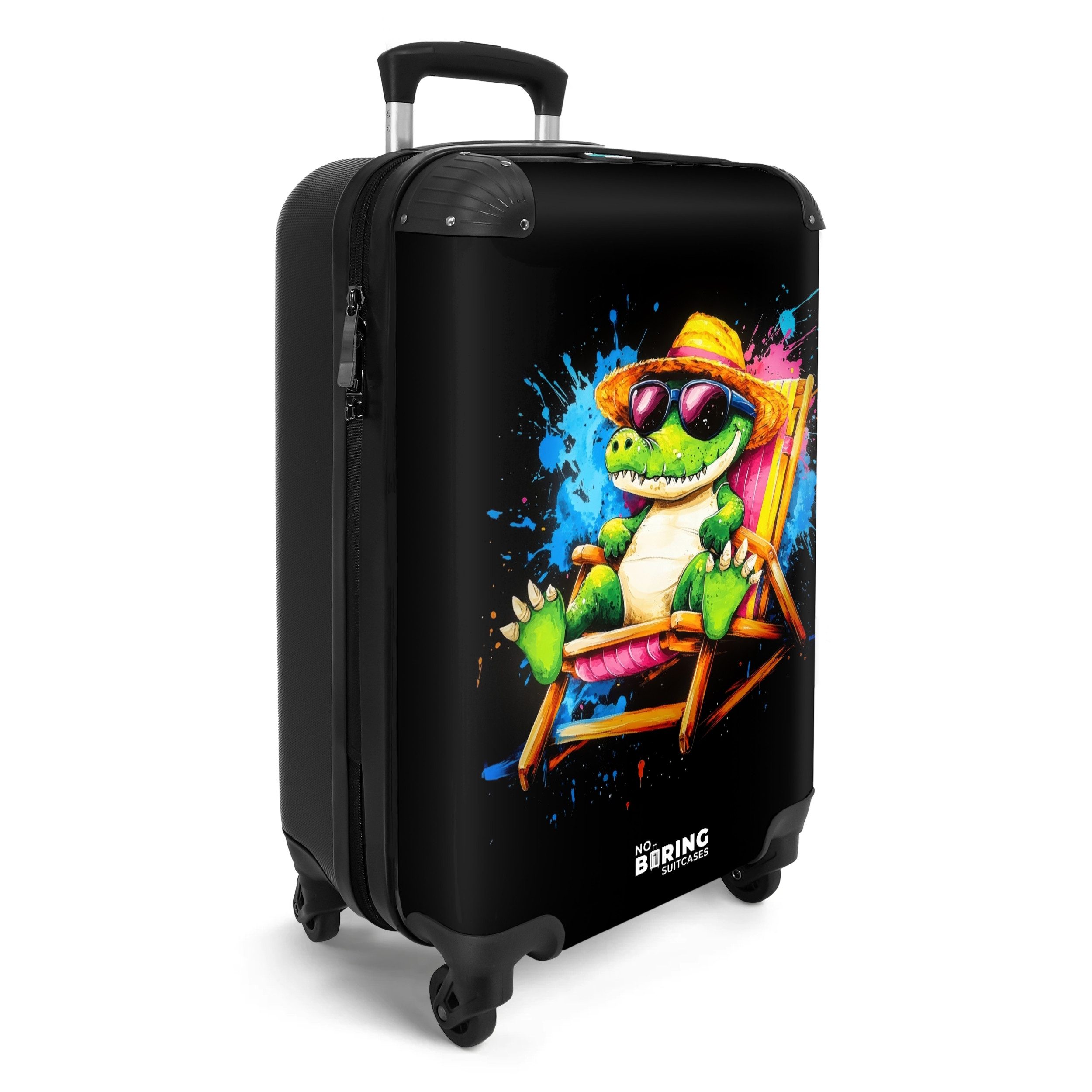 NoBoringSuitcases.com© Hartschalen-Trolley Sommerkrokodil mit Graffiti 55x3 günstig online kaufen