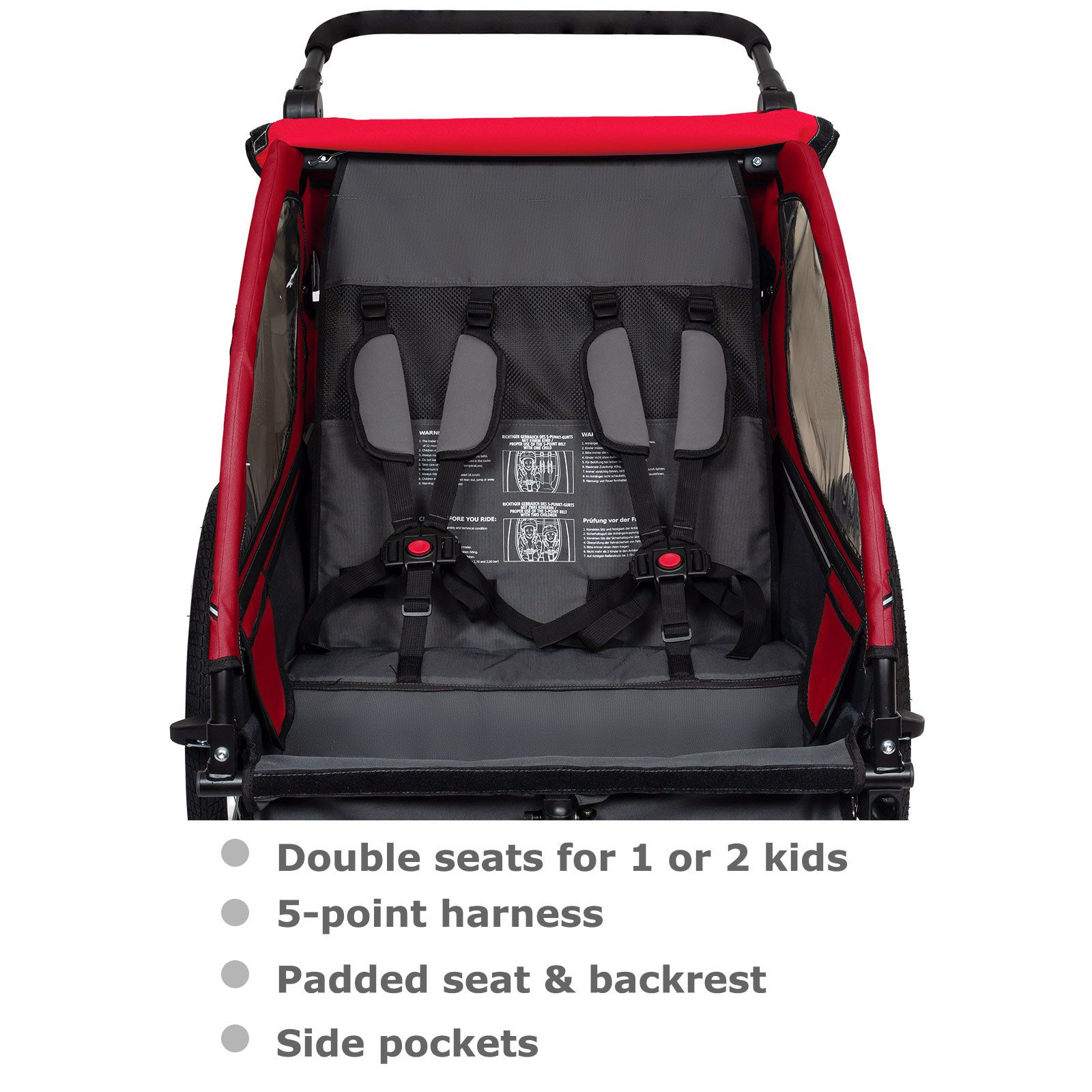 TIGGO Fahrradkinderanhänger Fahrradanhänger Kinderfahrradanhänger mit Buggy Set + Federung, geeignet für 1-2 Kinder
