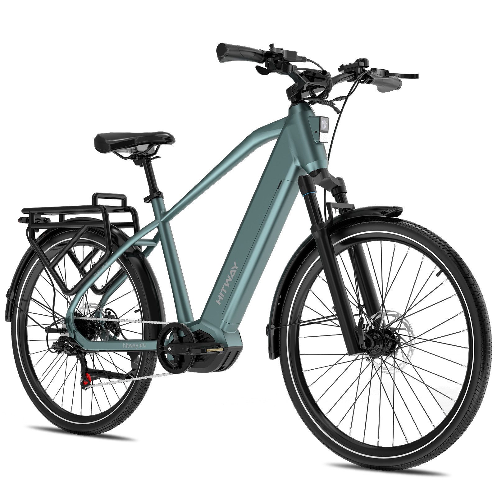 HITWAY E-Bike Cityrad Bis zu 175 km, 2h Schnellladen, 250W Nennleistung, 120 Nm, 720 Wh, 7 Gang, Kettenschaltung, Mittelmotor, 720 Wh, 750W Spitzenleistung, Drehmomentsensor, Lockout-Gabel, Hydr. Bremsen