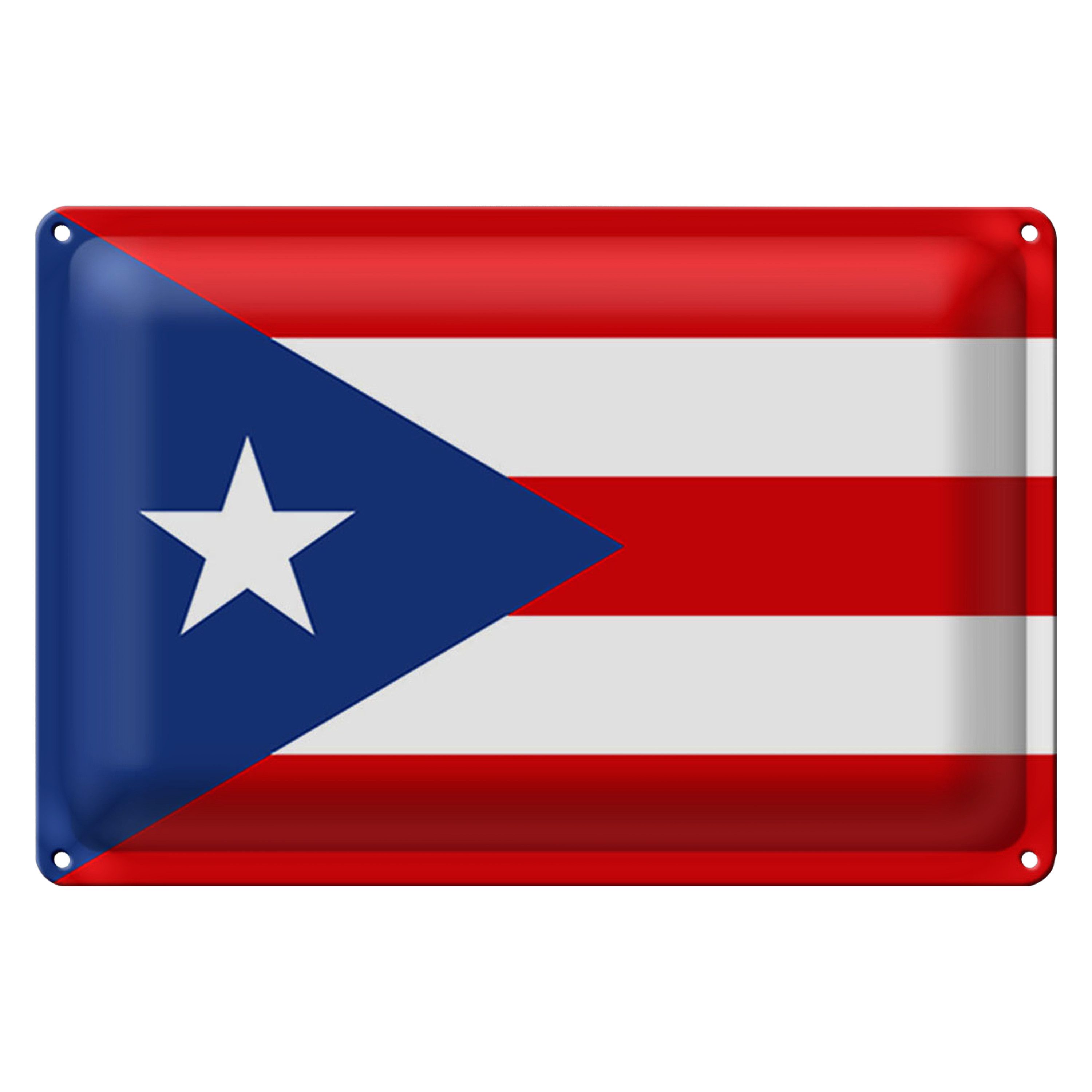 Roomando Metallschild Flagge Puerto Ricos 18x12cm Flag of Puerto Rico