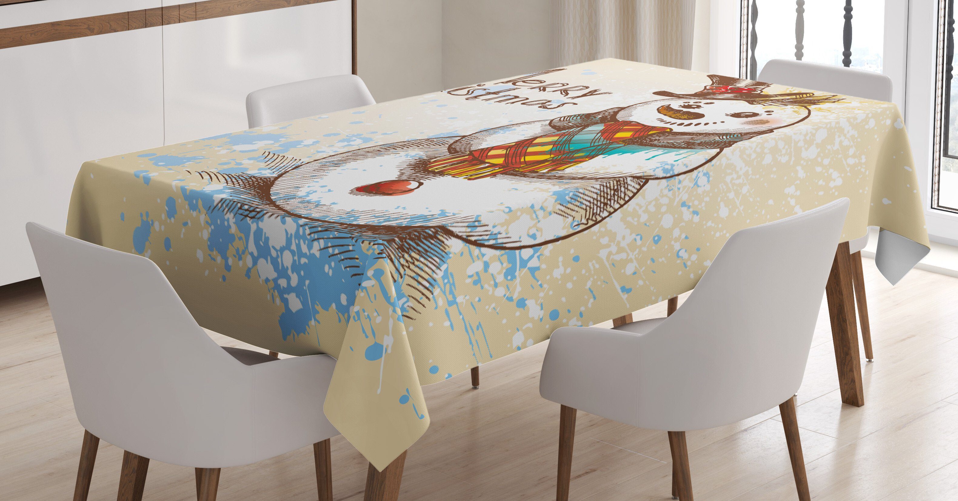 Für Waschbar Farben, Xmas-Sketch geeignet Tischdecke Schneemann Abakuhaus den Bereich Außen Farbfest Klare