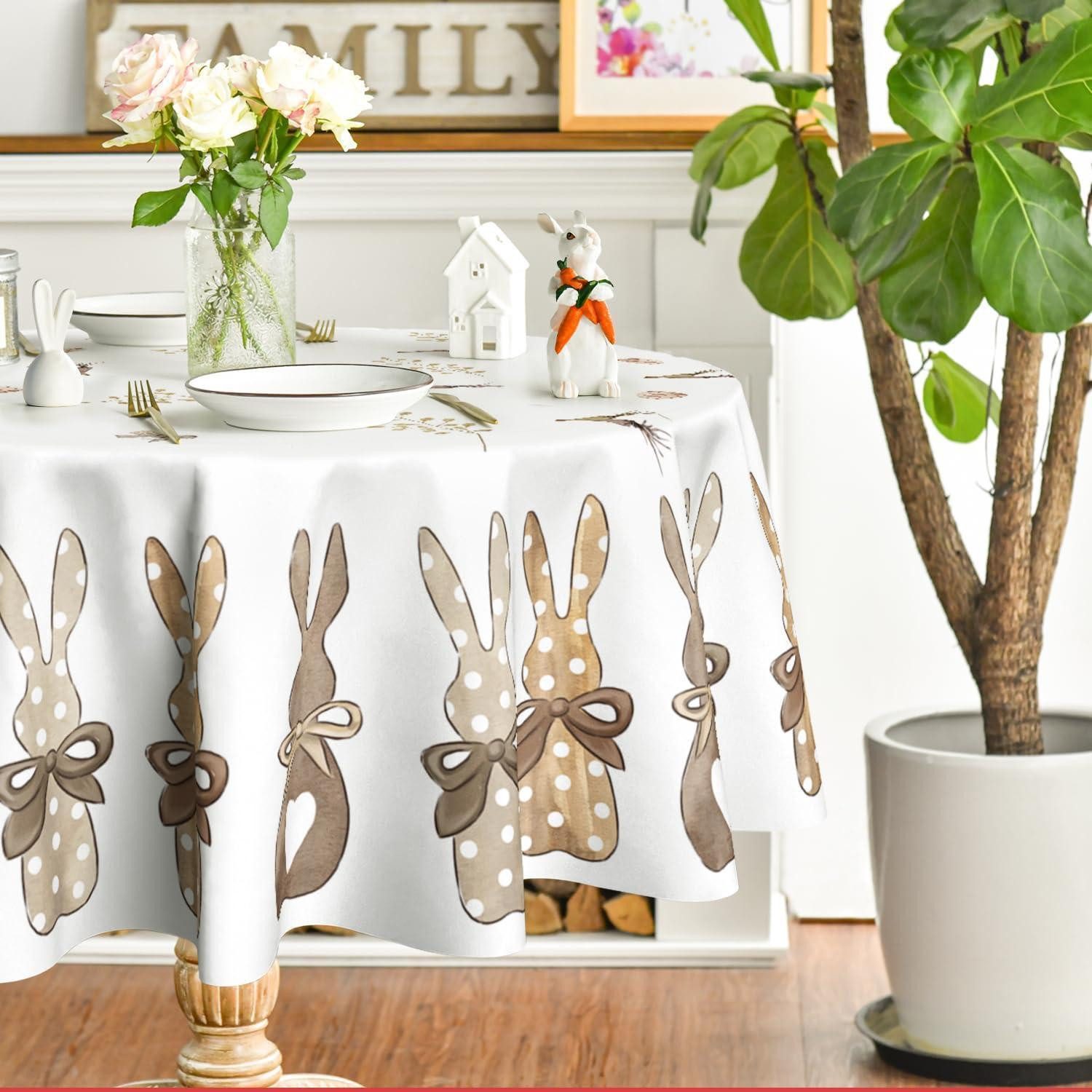 LuxusKollektion Tischdecke Tischdecke Rund 140cm Karotten Hase Ostern Fruehling (1-tlg)
