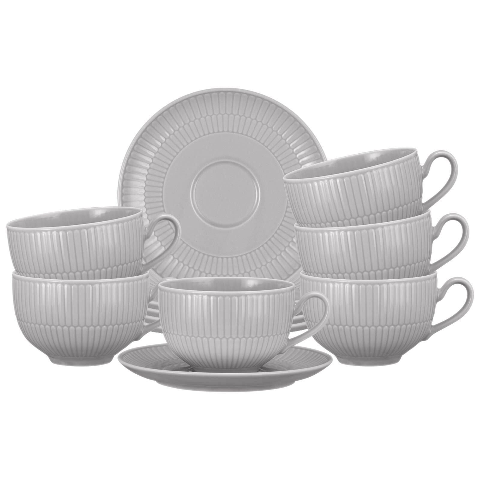 Seltmann Weiden Cappuccinotasse Amina Milchkaffeetassen mit Untertassen 350 ml, 12-tlg., Porzellan
