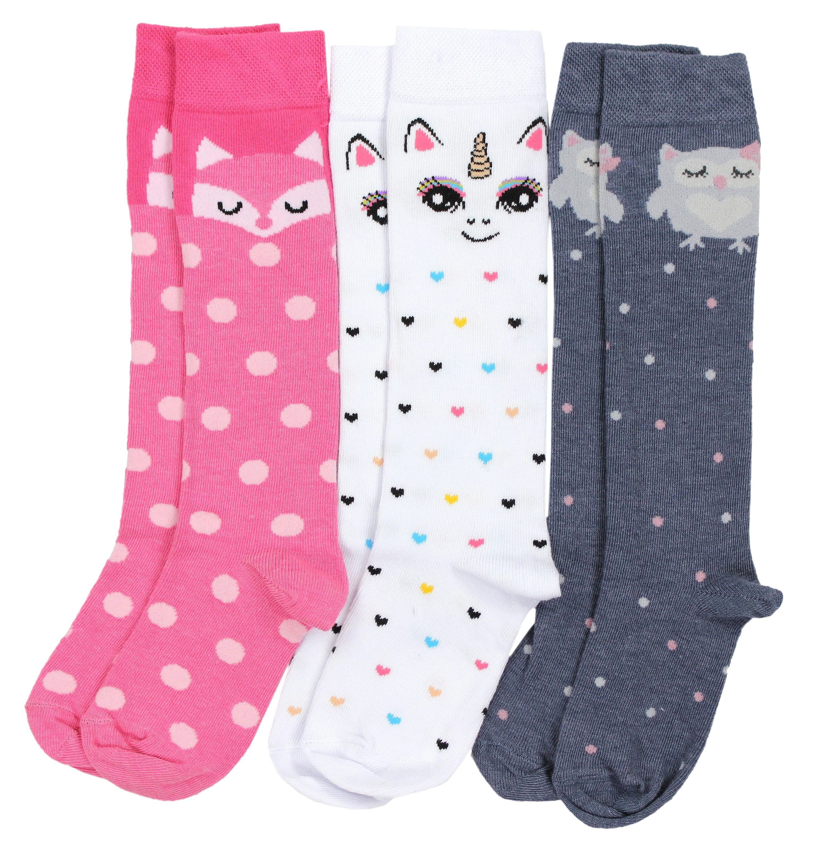 Langsocken TupTam Mädchen Knielange Socken Gemustert 3er Pack