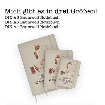 Mr. & Mrs. Panda Notizbuch Einhorn Näherin - Transparent - Geschenk, Notizen, Tagebuch, Notizhef Mr. & Mrs. Panda, Personalisierbar