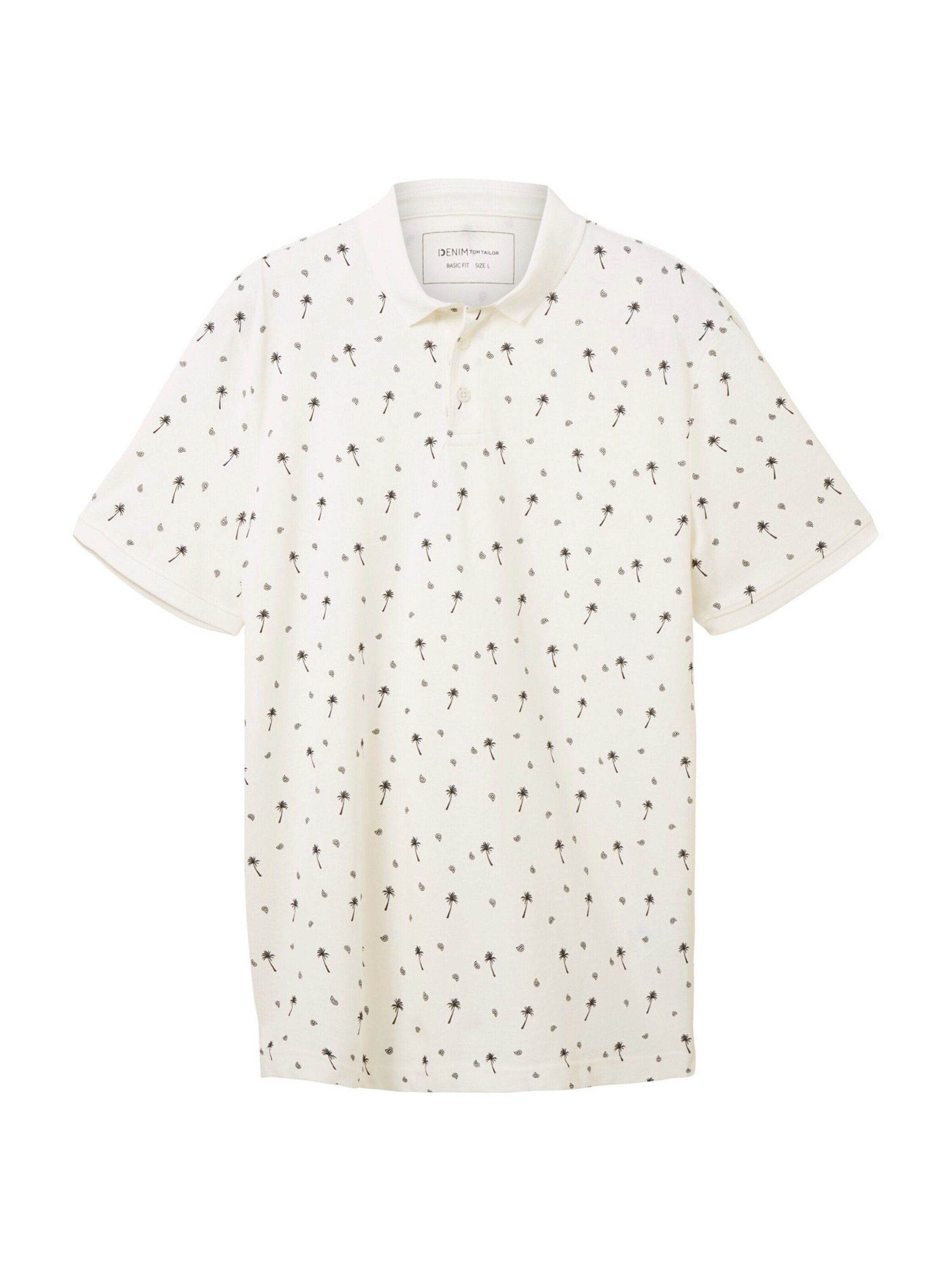 TOM TAILOR Denim T-Shirt (1-tlg) white black mini palm paisley