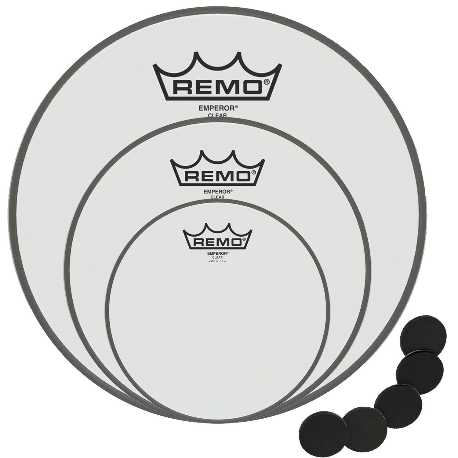 Remo Schlagzeug Remo Emperor Clear Fell-Set mit Damper Pads,Fell set 10-12-16 mit Damper Pads, Fell set 10-12-16 mit Damper Pads