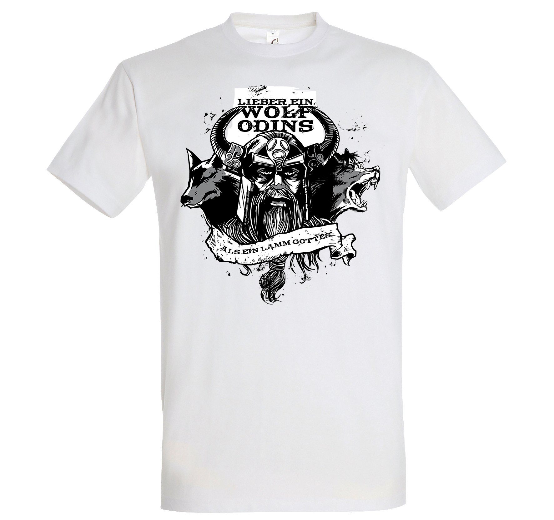 Youth Designz Print-Shirt Odins" Weiss mit ein Wolf "Lieber T-Shirt lustigem Herren Spruch