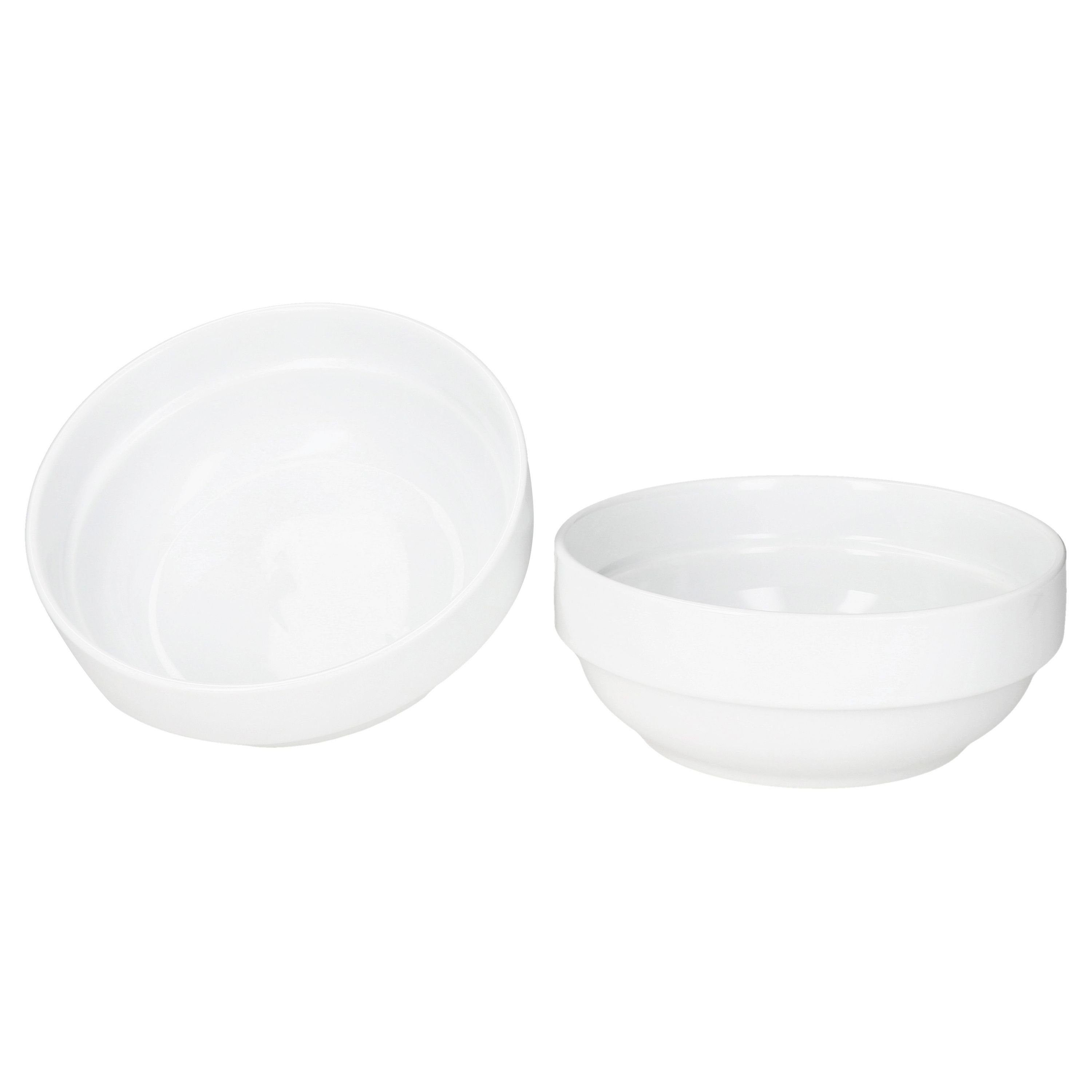 MamboCat Servierschale 2er Set Tommy Schale Ø17,5cm weiß 670ml Porzellan stapelbar, Porzellan