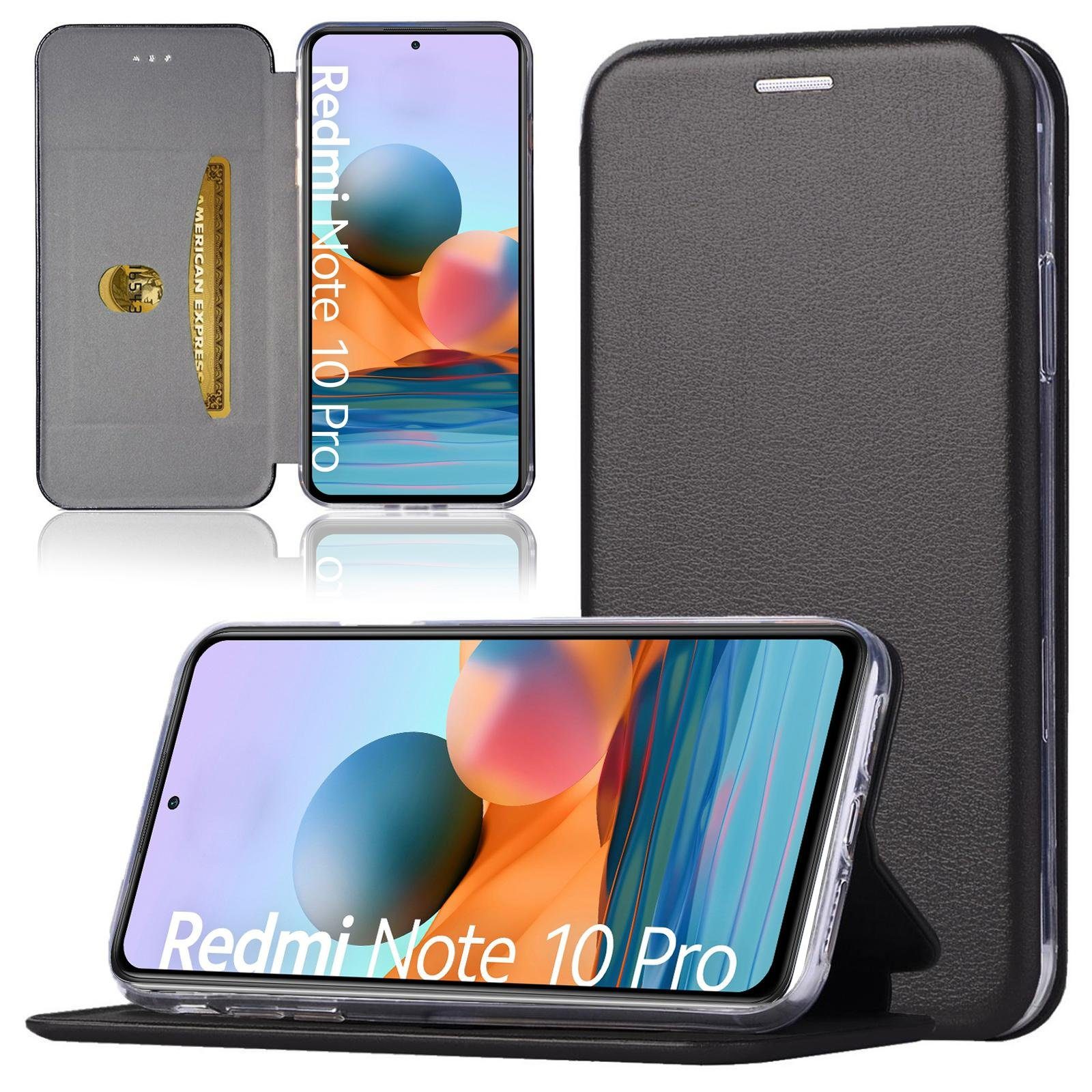 Numerva Handyhülle Handy Tasche für Xiaomi Redmi Note 10 Pro, Klapphülle Flip Cover Hardcover Schutz Hülle Etui