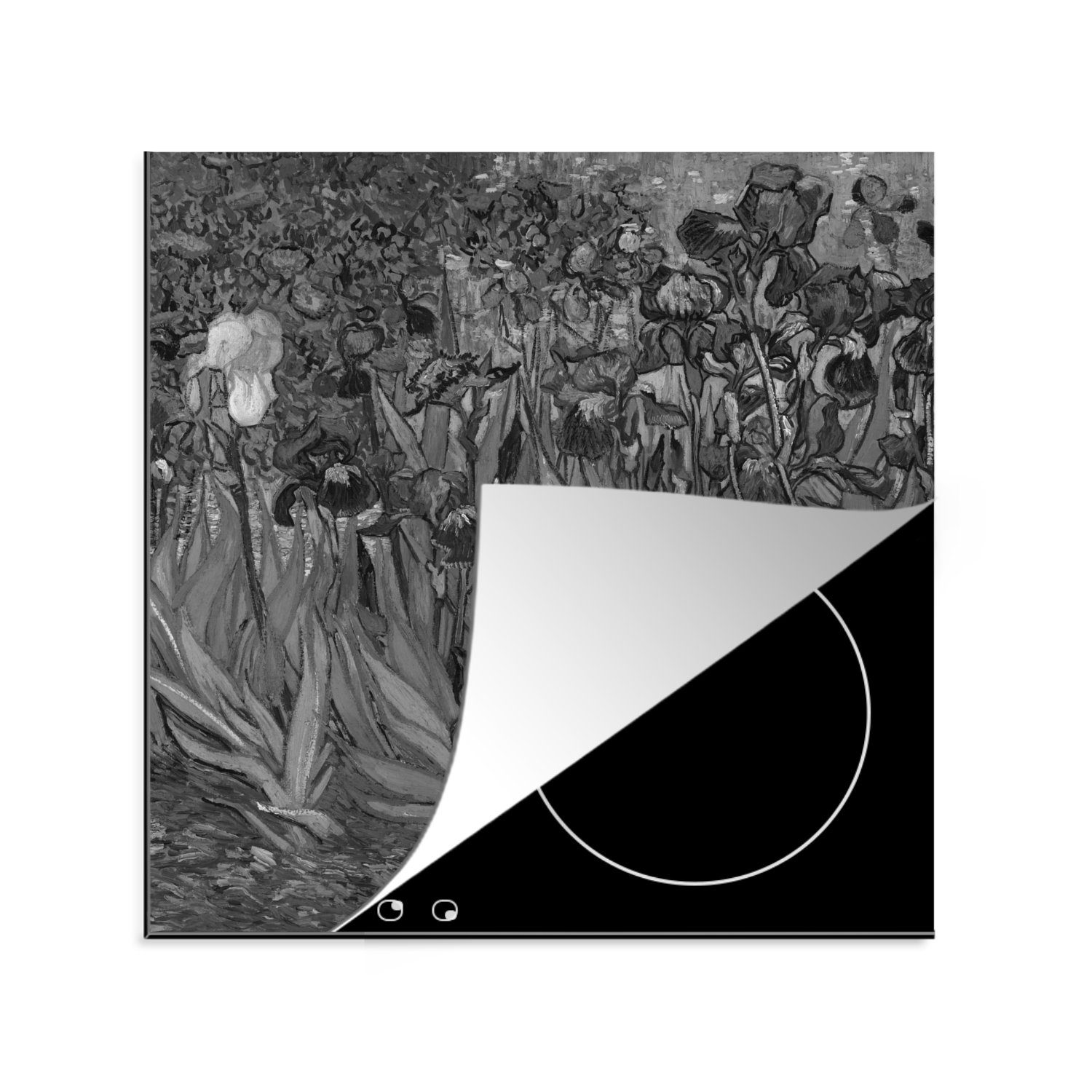 MuchoWow Herdblende-/Abdeckplatte Die Schwertlilien - Vincent van Gogh, Vinyl, (1 tlg), 78x78 cm, Ceranfeldabdeckung, Arbeitsplatte für küche | Herdabdeckplatten
